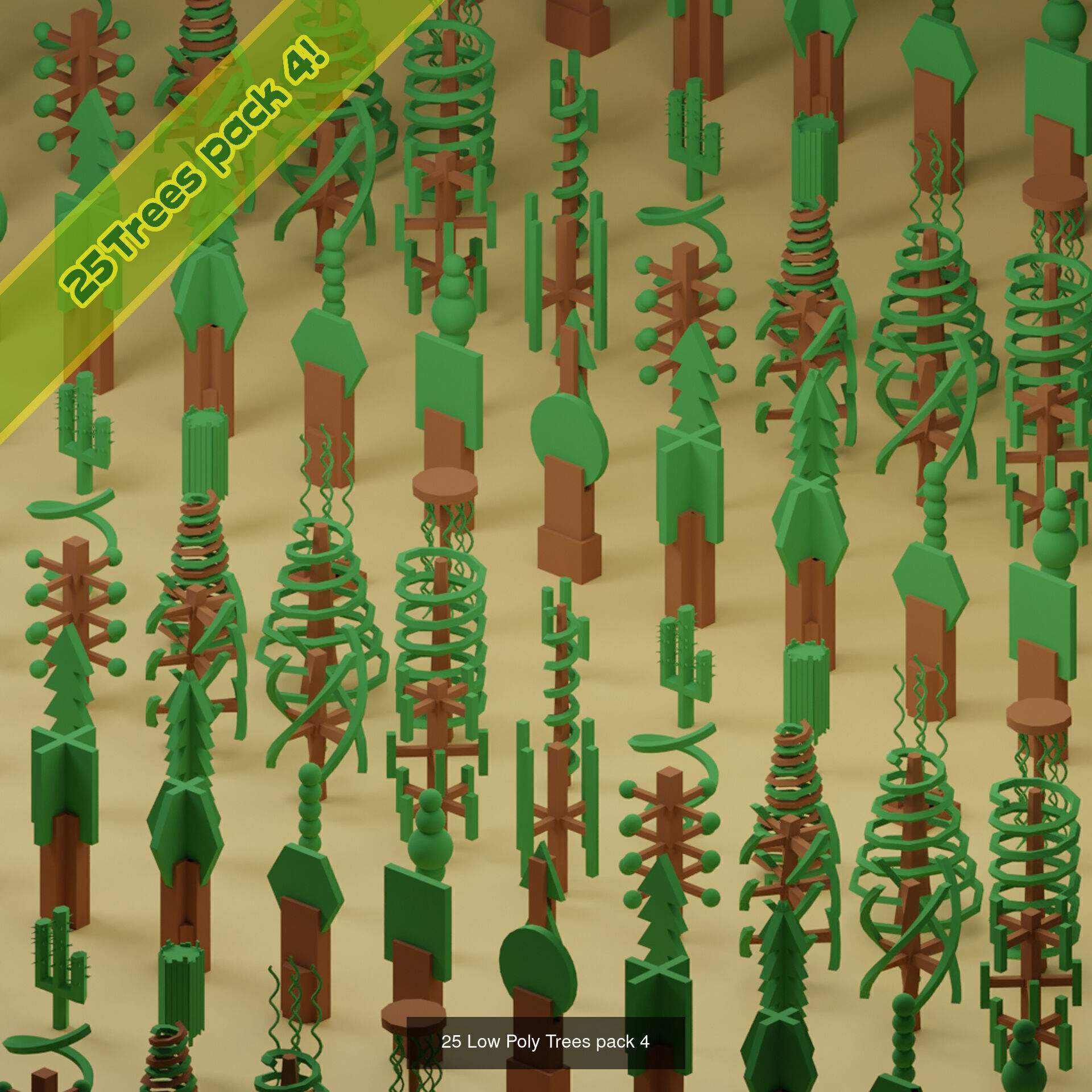 lowpoly trees - 200 Unique  trees  pack 1-8 3D Model Collection_6