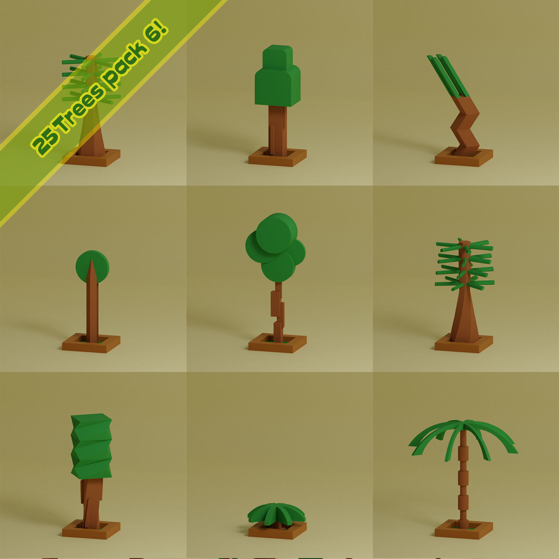 lowpoly trees - 200 Unique  trees  pack 1-8 3D Model Collection_41
