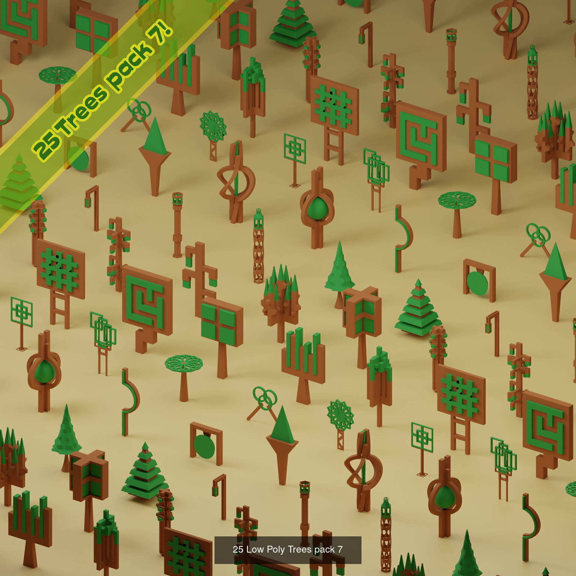 lowpoly trees - 200 Unique  trees  pack 1-8 3D Model Collection_9