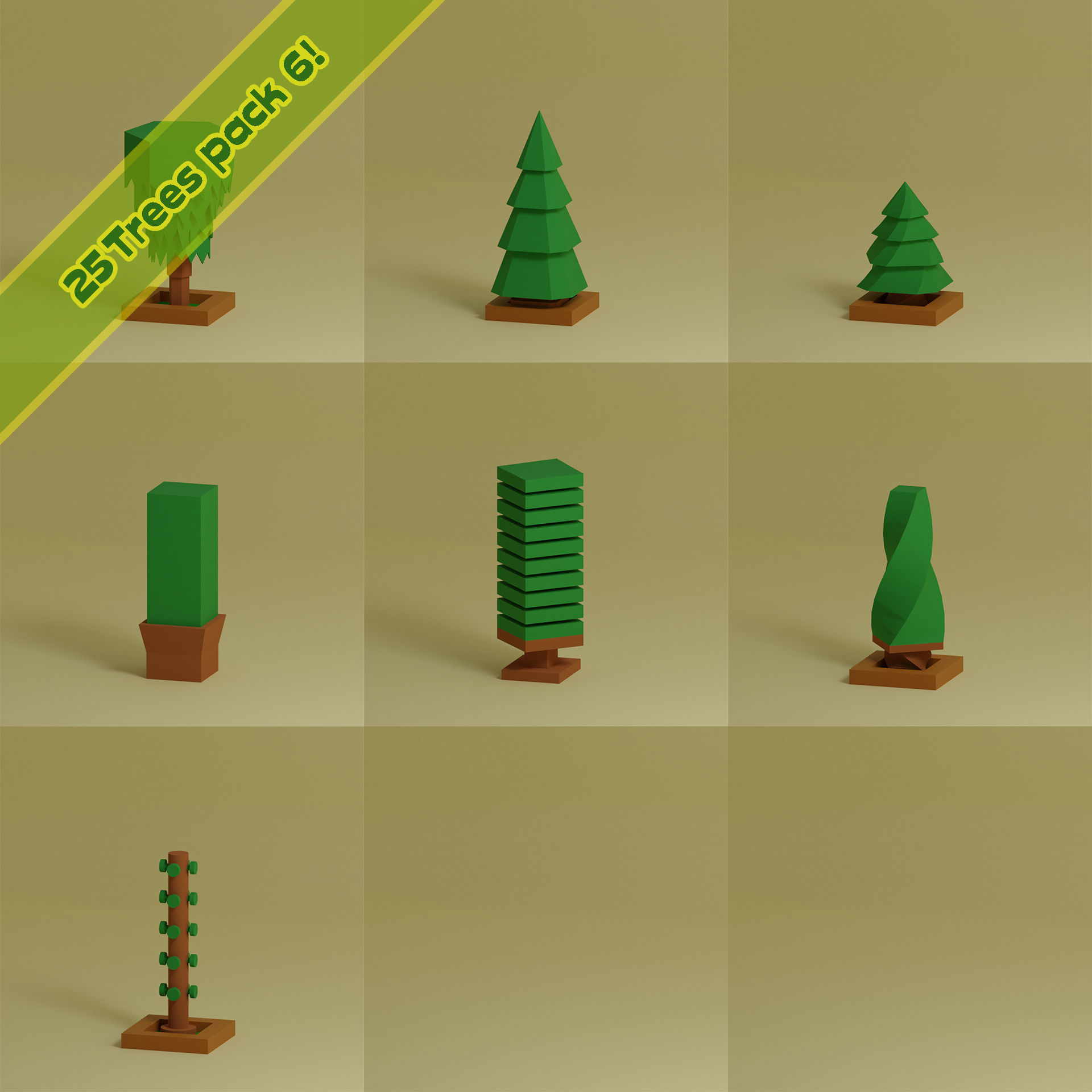 lowpoly trees - 200 Unique  trees  pack 1-8 3D Model Collection_43