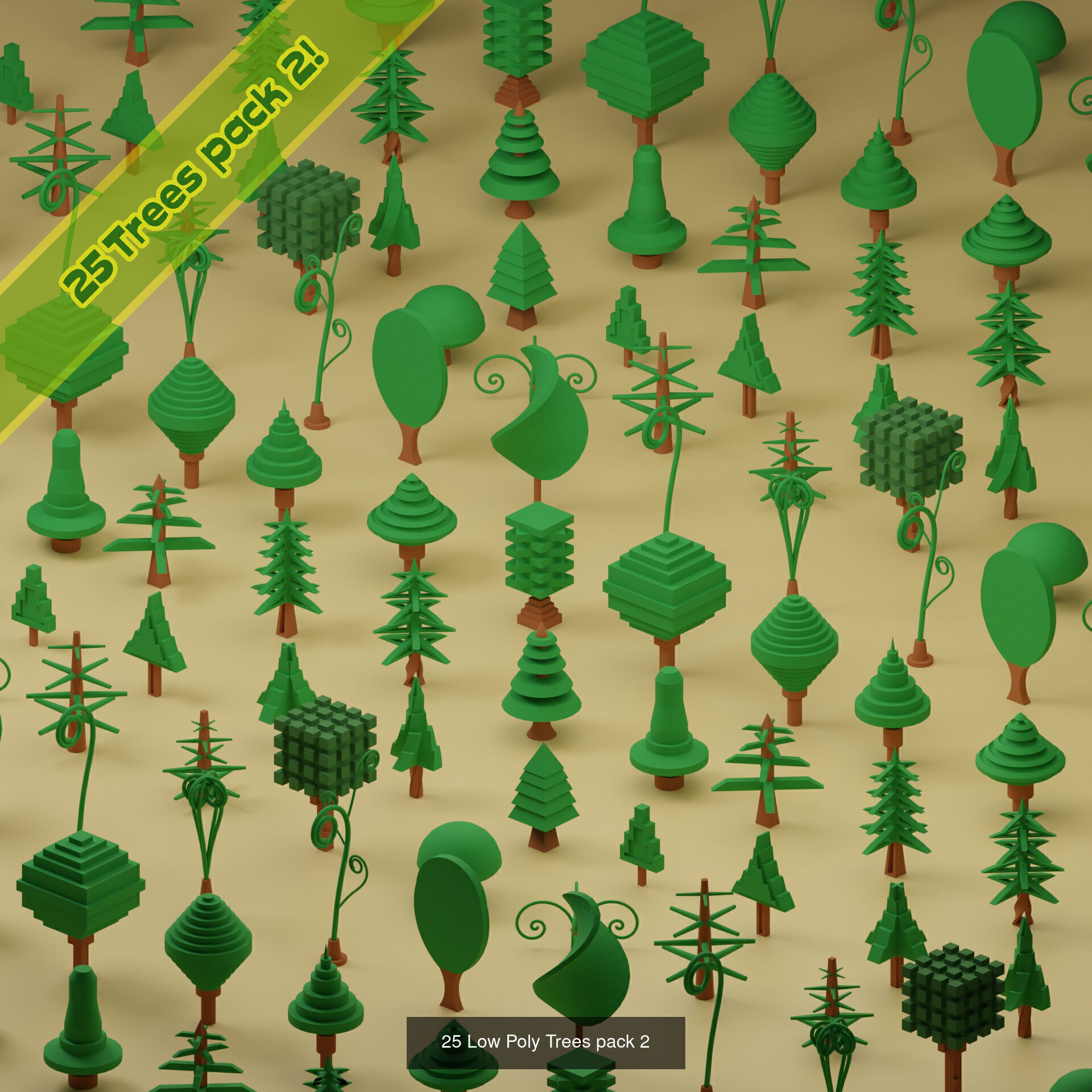 lowpoly trees - 200 Unique  trees  pack 1-8 3D Model Collection_4