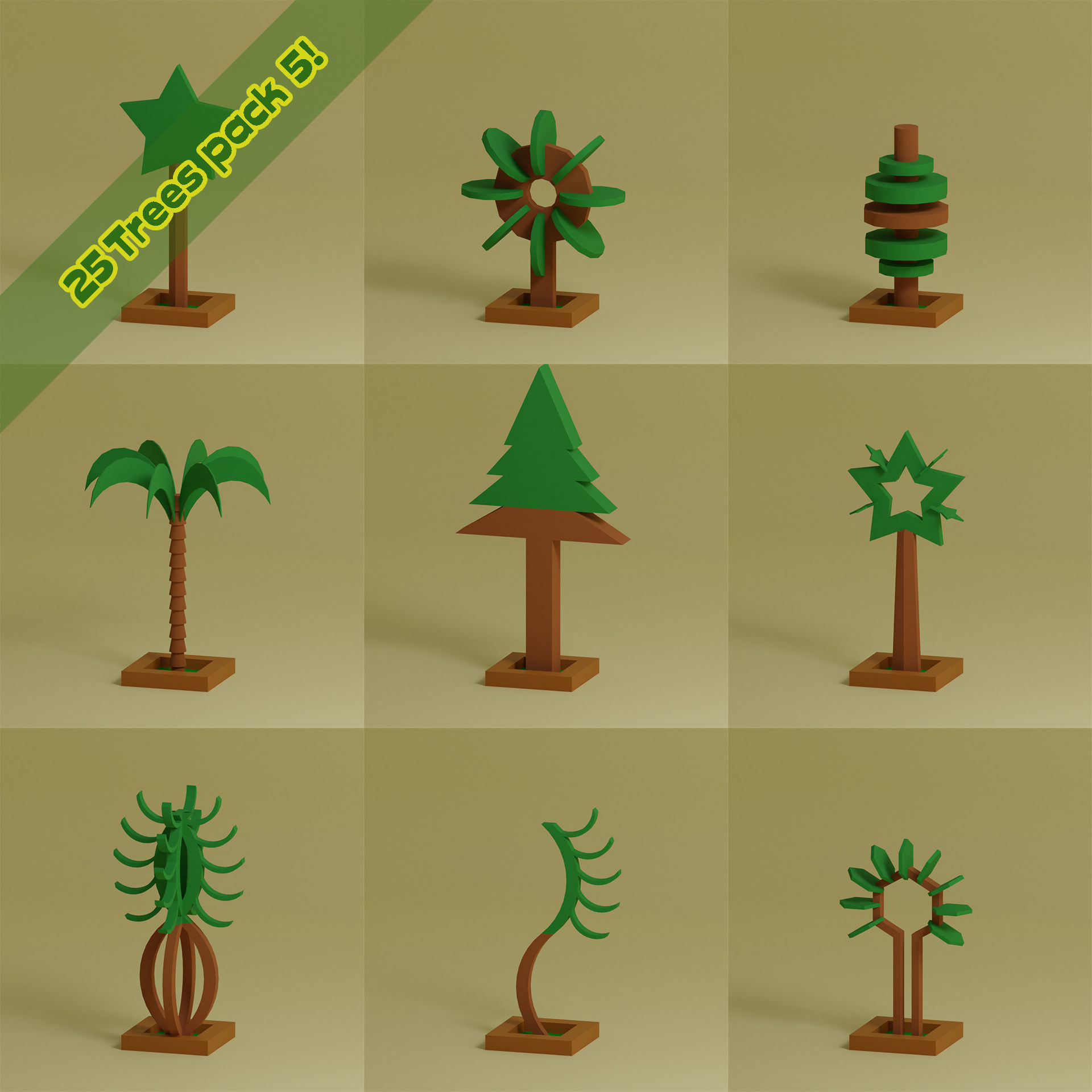 lowpoly trees - 200 Unique  trees  pack 1-8 3D Model Collection_36