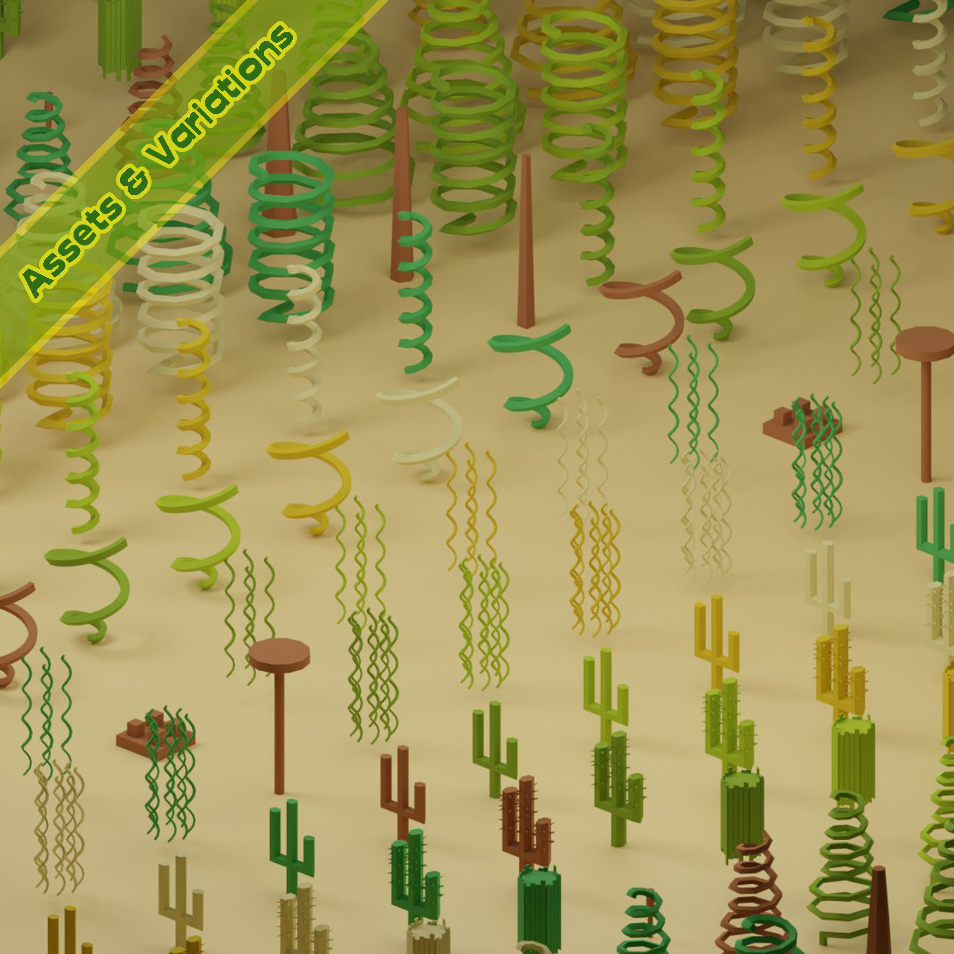 lowpoly trees - 200 Unique  trees  pack 1-8 3D Model Collection_30