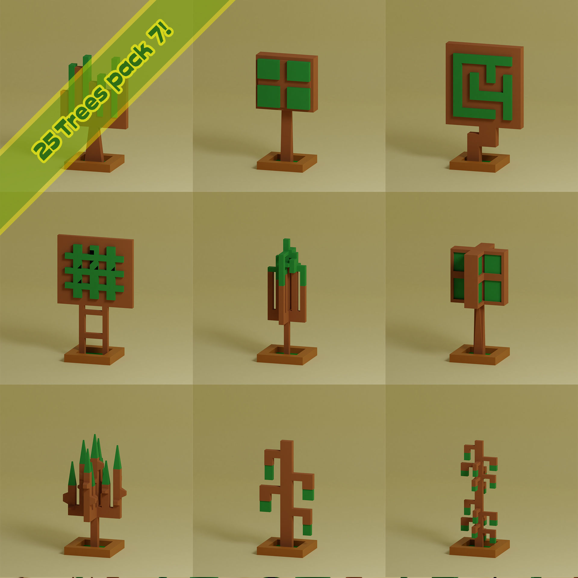 lowpoly trees - 200 Unique  trees  pack 1-8 3D Model Collection_46