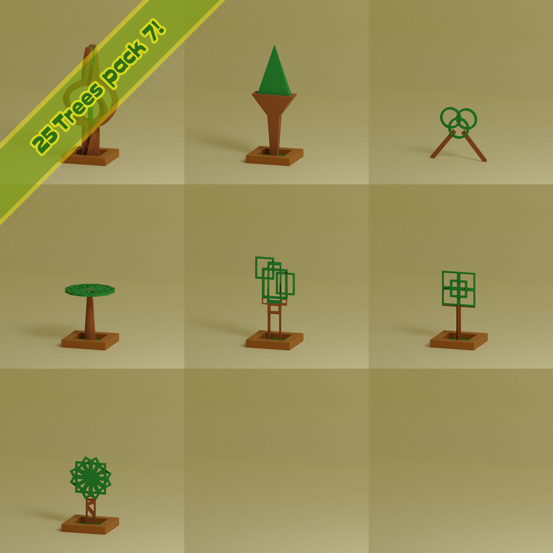 lowpoly trees - 200 Unique  trees  pack 1-8 3D Model Collection_48