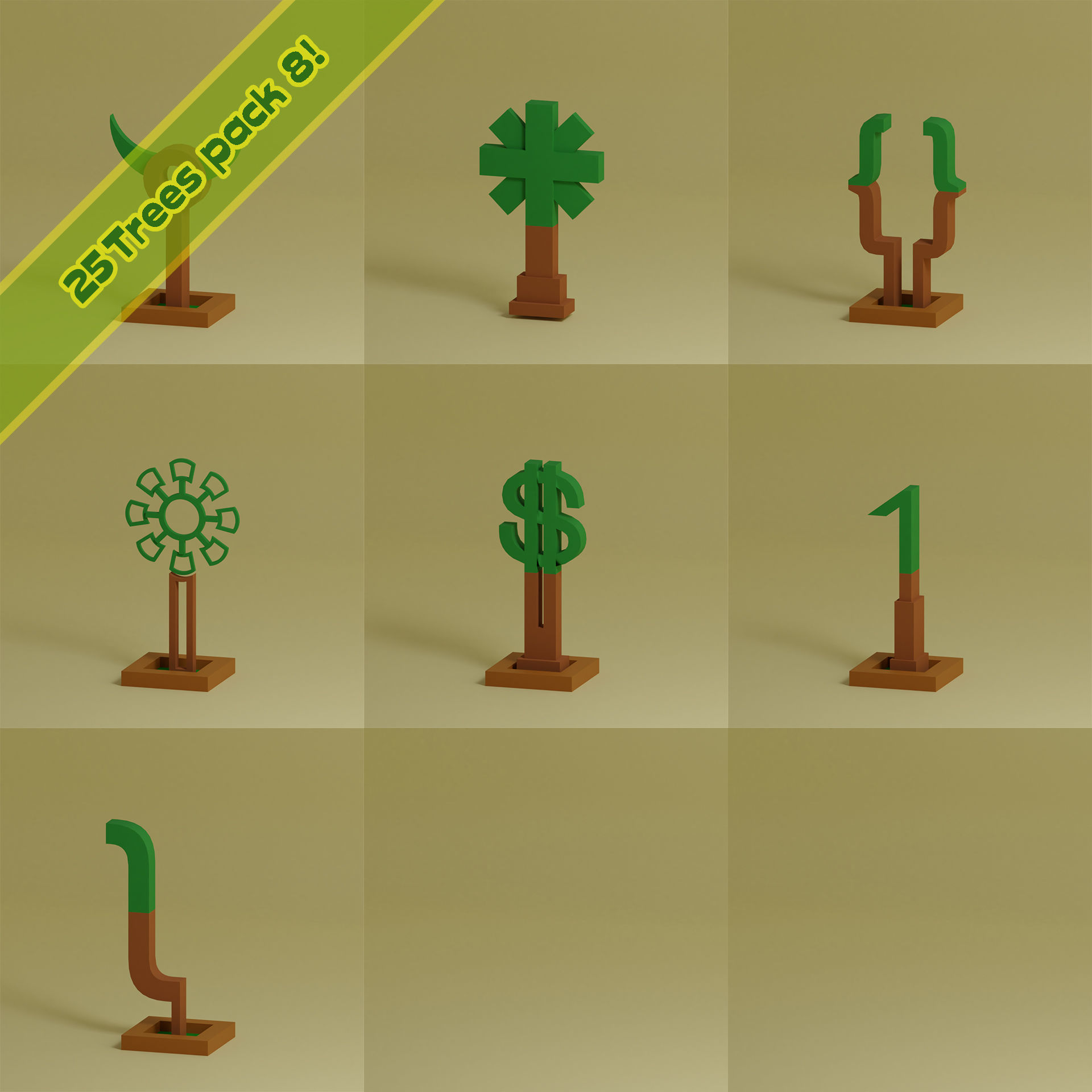 lowpoly trees - 200 Unique  trees  pack 1-8 3D Model Collection_51