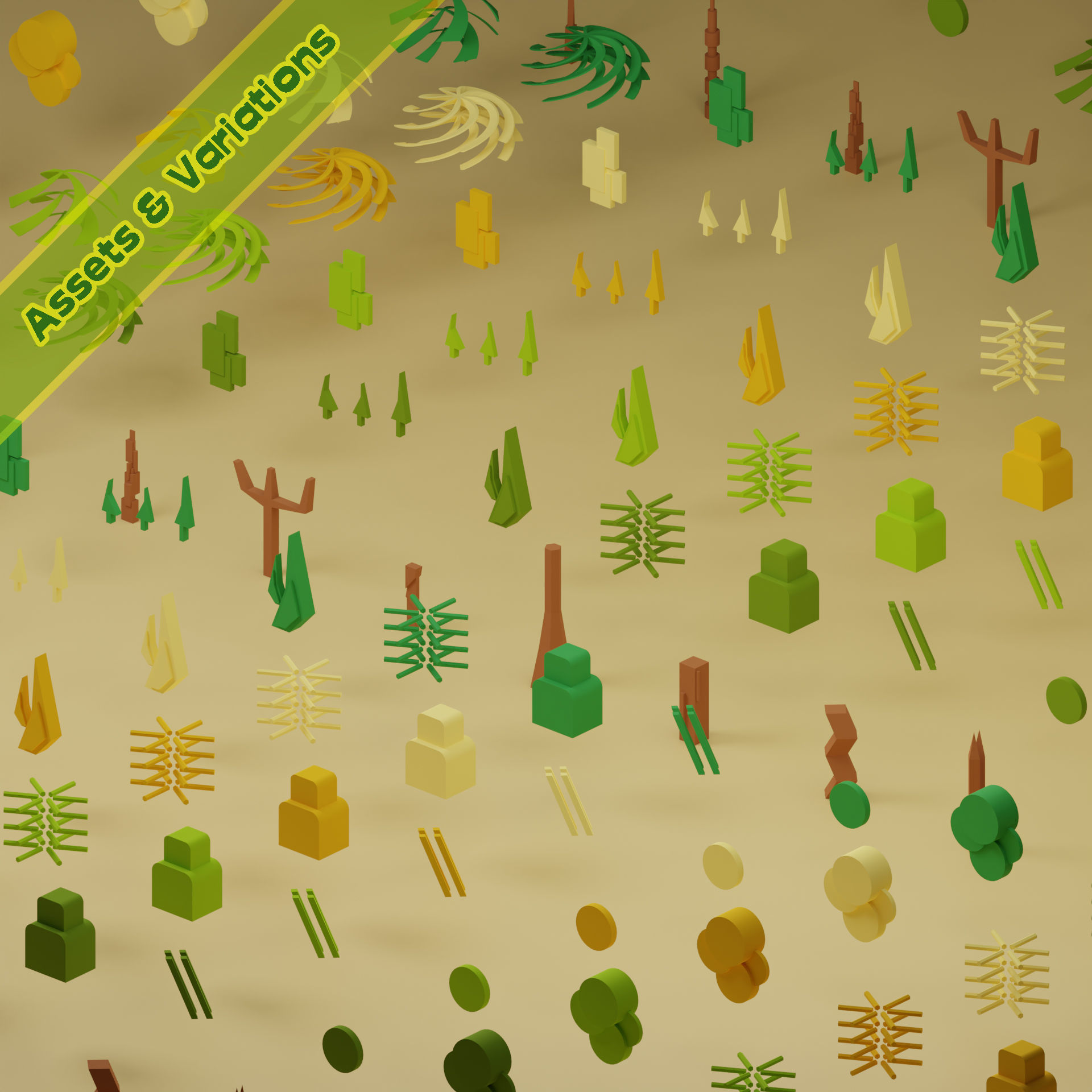 lowpoly trees - 200 Unique  trees  pack 1-8 3D Model Collection_39