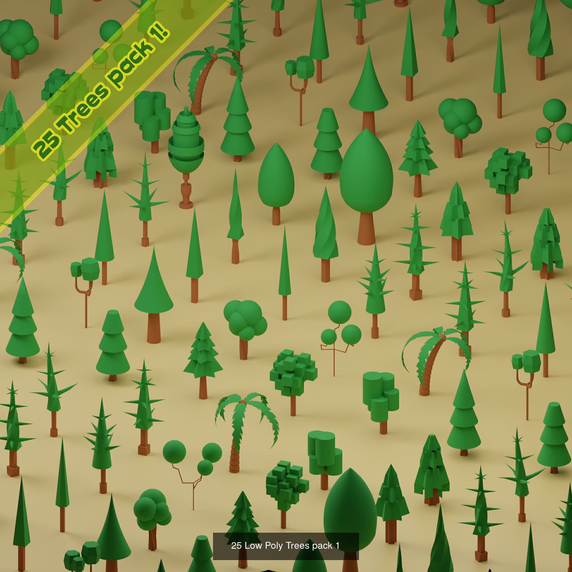 lowpoly trees - 200 Unique  trees  pack 1-8 3D Model Collection_3