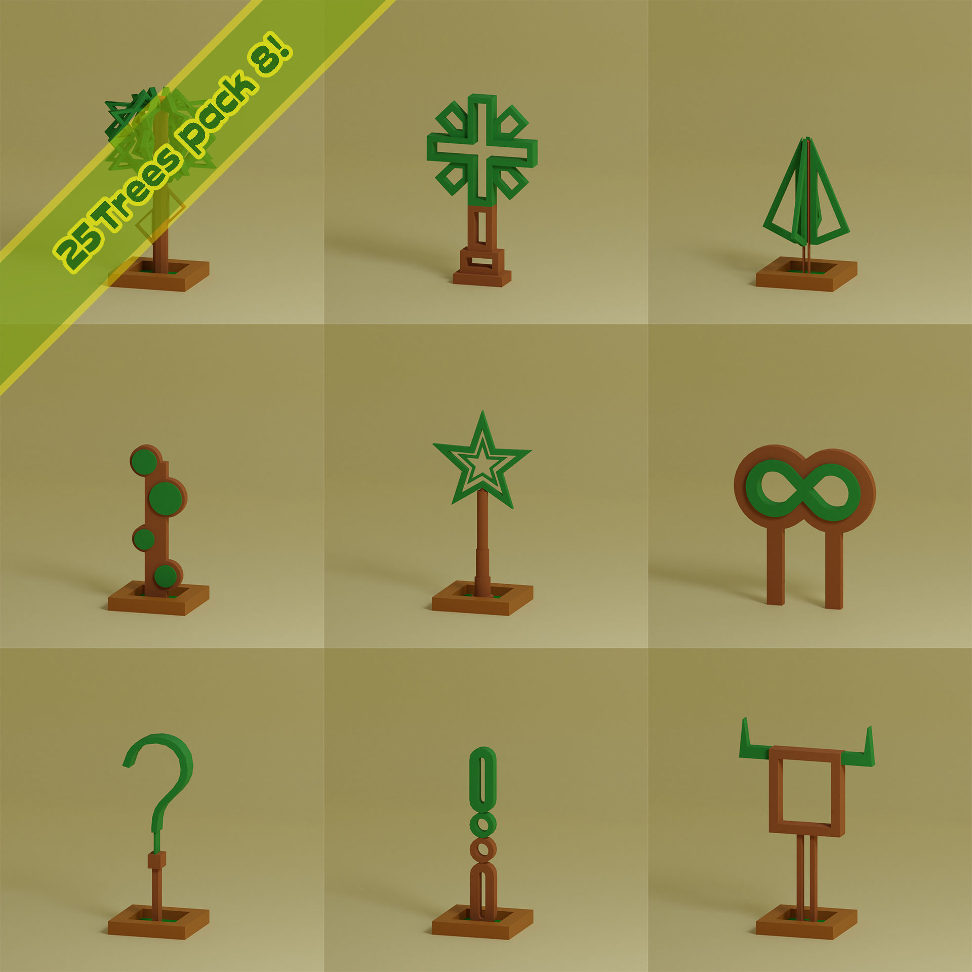 lowpoly trees - 200 Unique  trees  pack 1-8 3D Model Collection_50