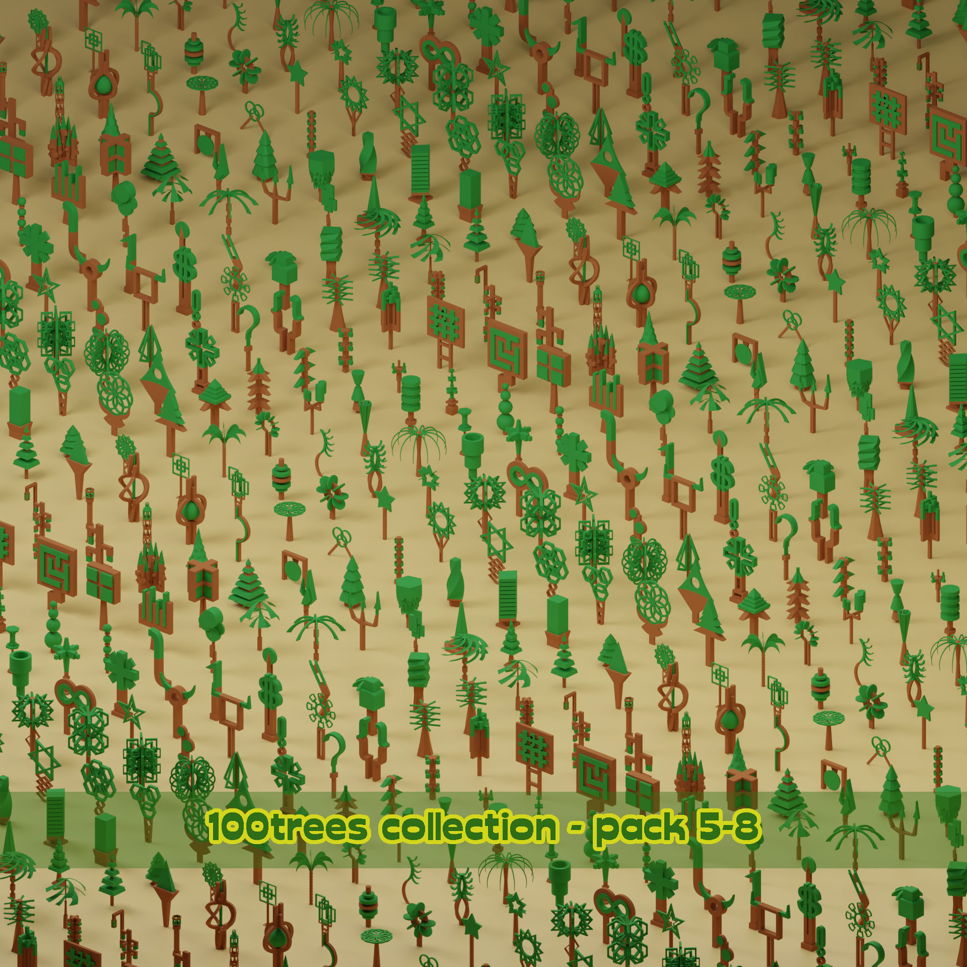 lowpoly trees - 200 Unique  trees  pack 1-8 3D Model Collection_2