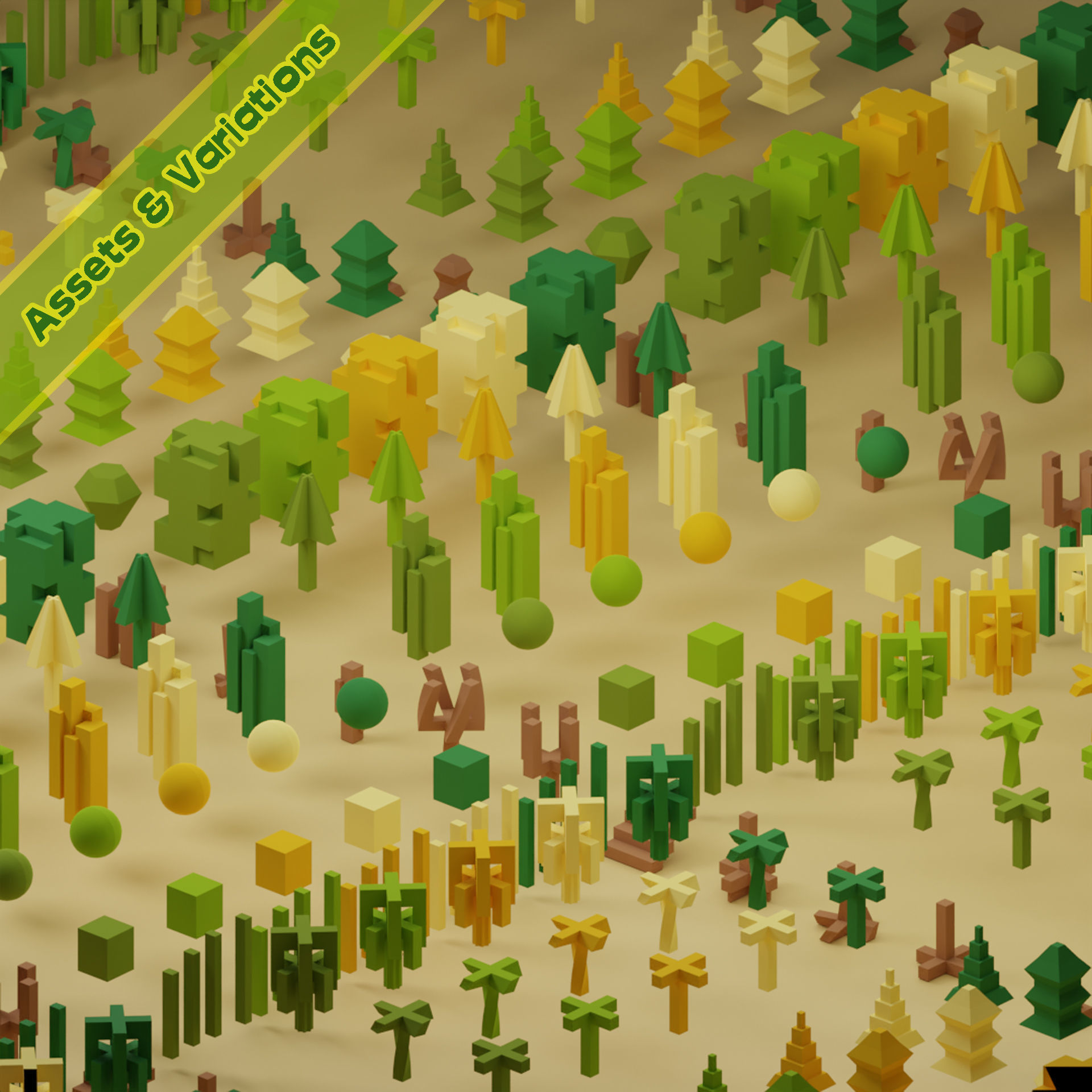 lowpoly trees - 200 Unique  trees  pack 1-8 3D Model Collection_23