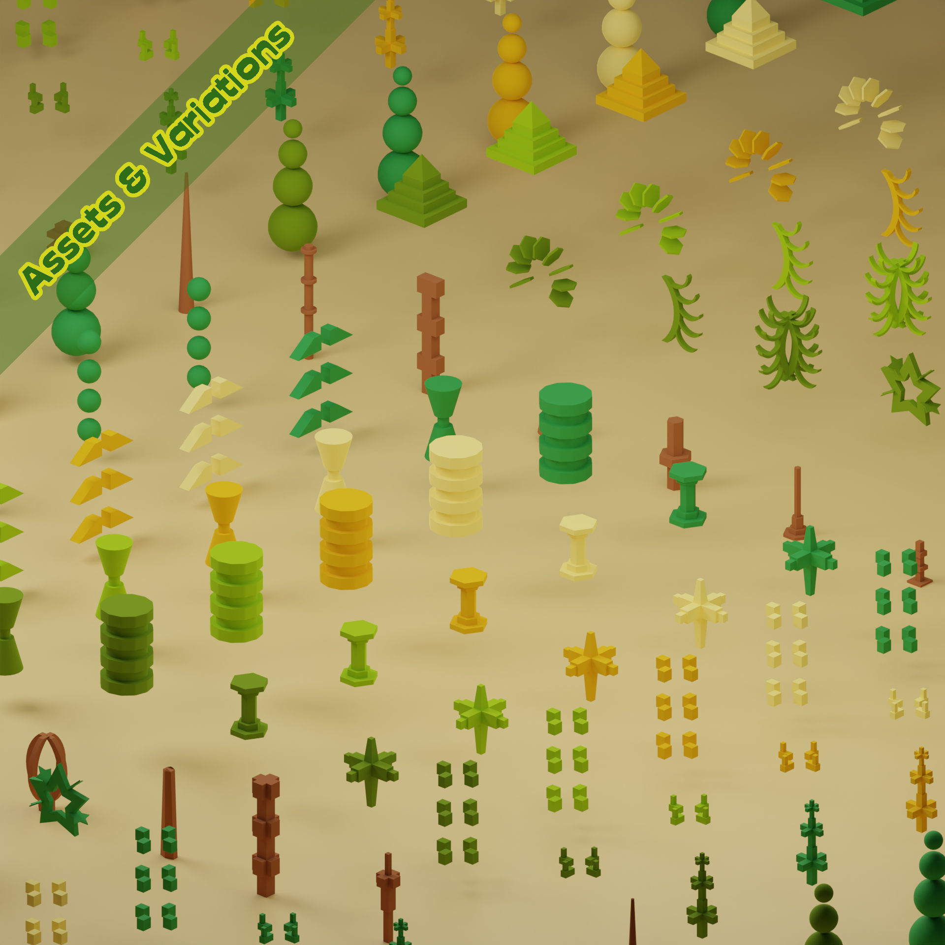 lowpoly trees - 200 Unique  trees  pack 1-8 3D Model Collection_35
