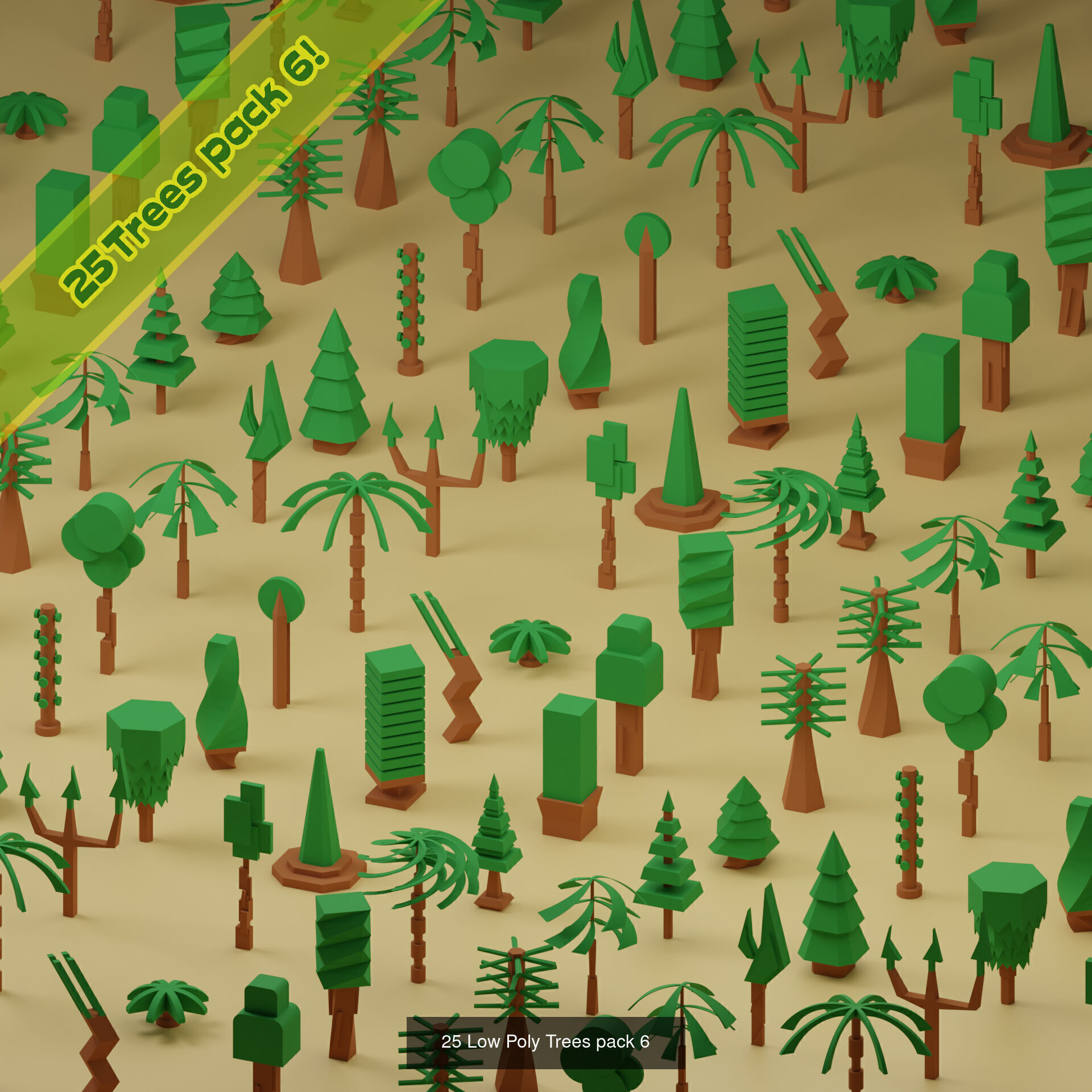 lowpoly trees - 200 Unique  trees  pack 1-8 3D Model Collection_8