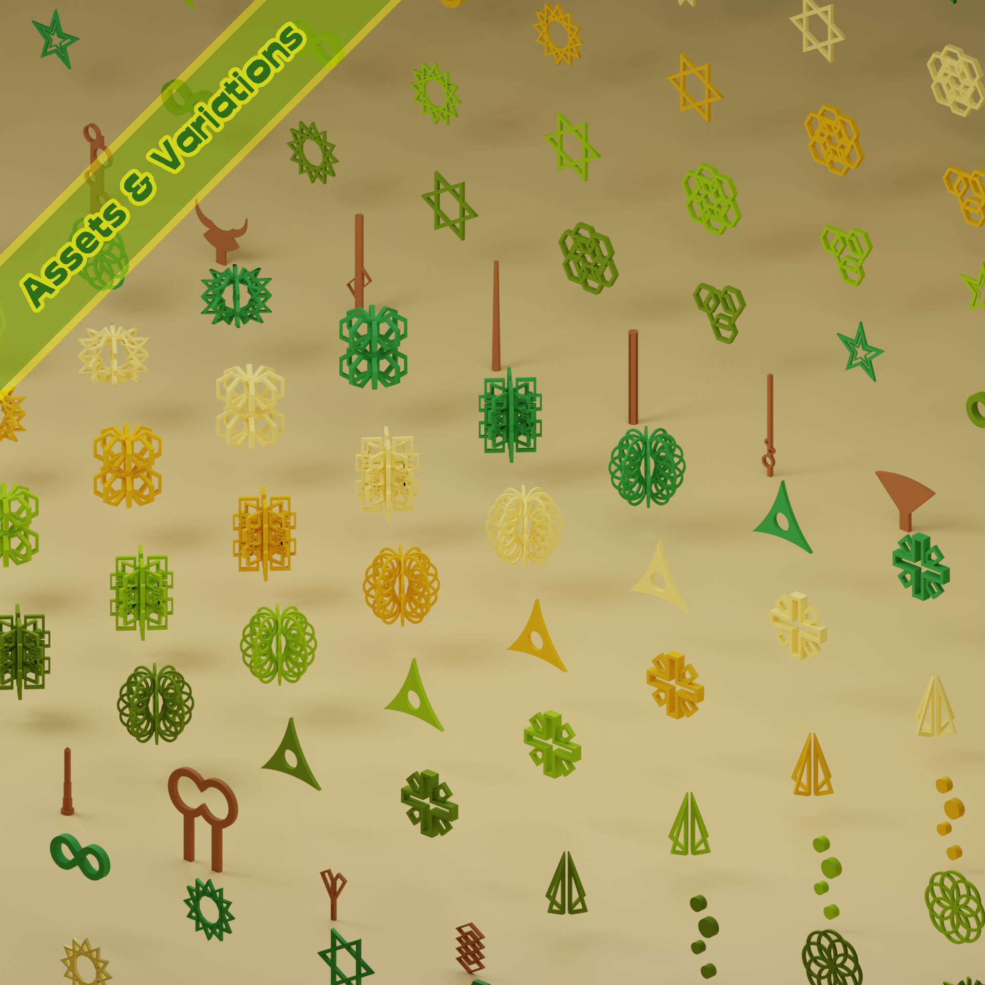 lowpoly trees - 200 Unique  trees  pack 1-8 3D Model Collection_53