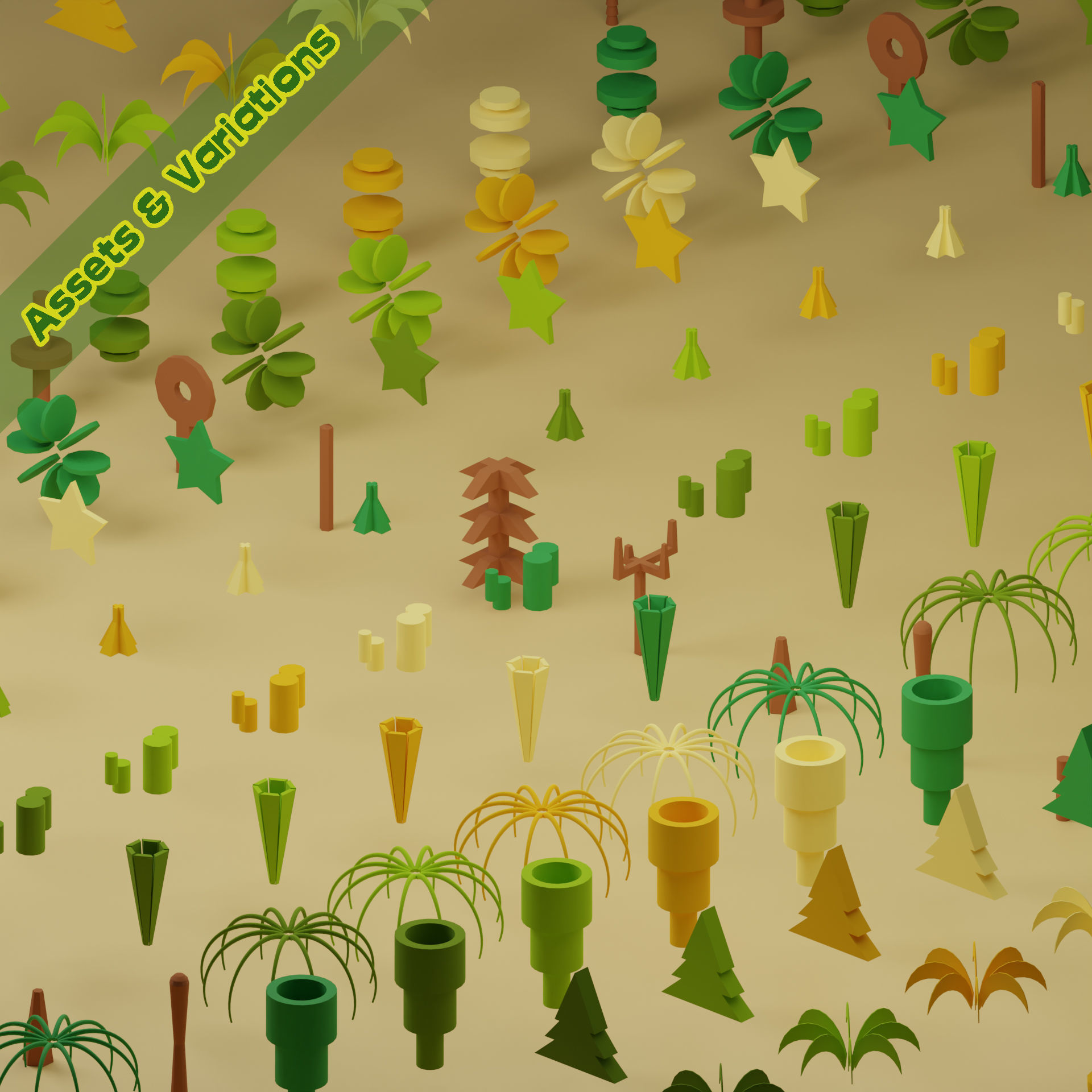 lowpoly trees - 200 Unique  trees  pack 1-8 3D Model Collection_34