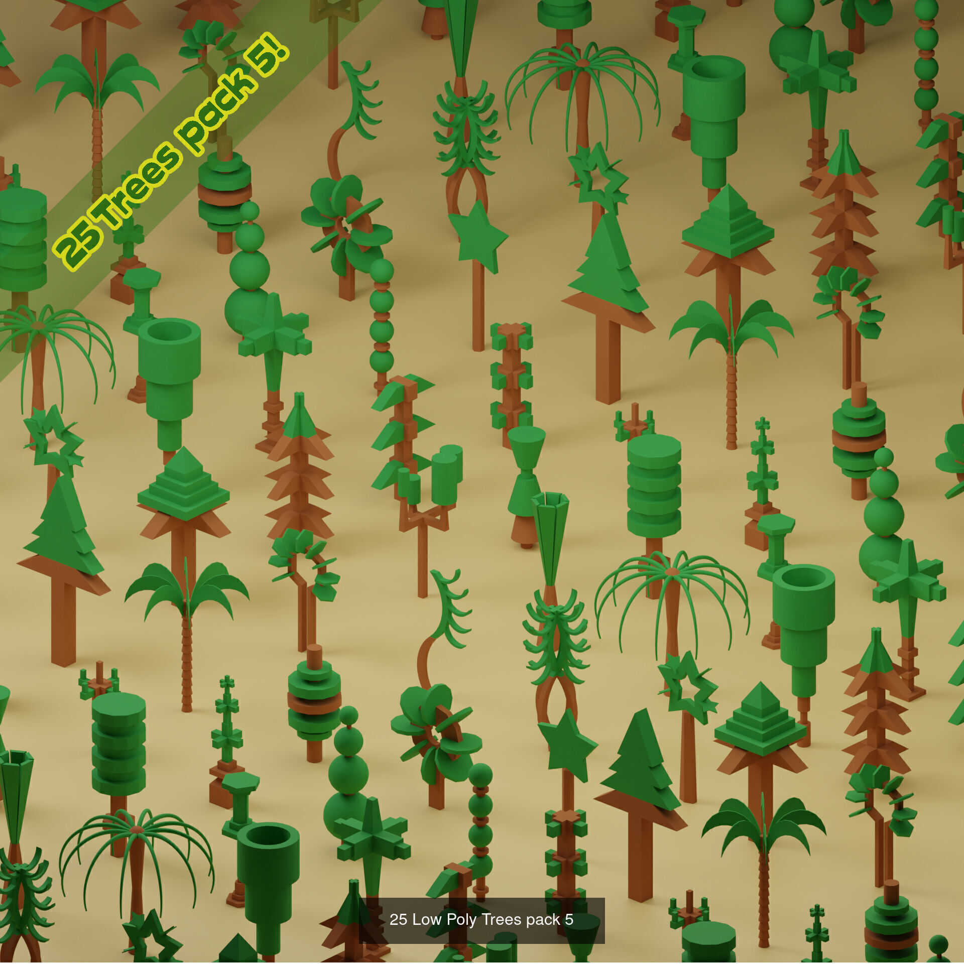 lowpoly trees - 200 Unique  trees  pack 1-8 3D Model Collection_7