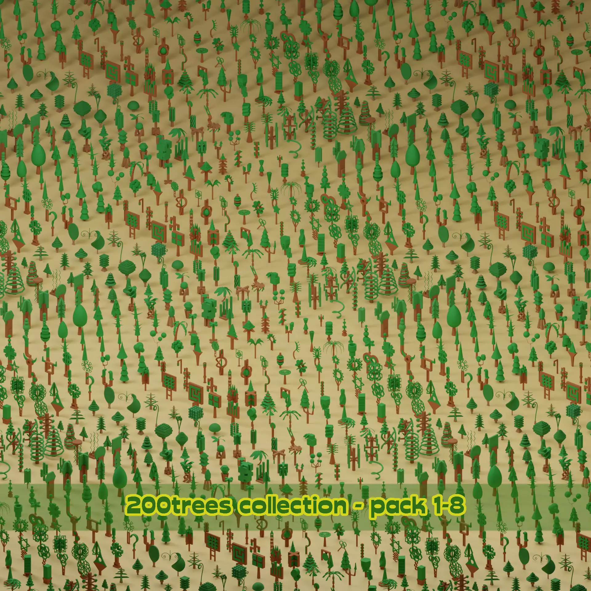 lowpoly trees - 200 Unique  trees  pack 1-8 3D Model Collection_0