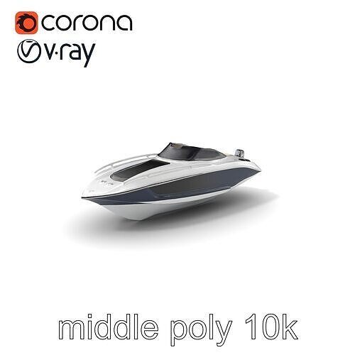 Modern Speedboat with Chrome Accents model pack Low-poly 3D model