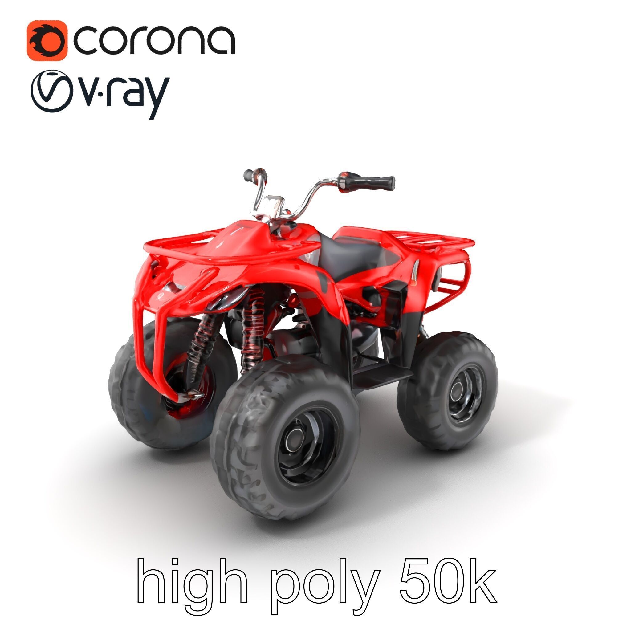 Rugged Red Quad Bike Model Pack Low-poly 3D model_2