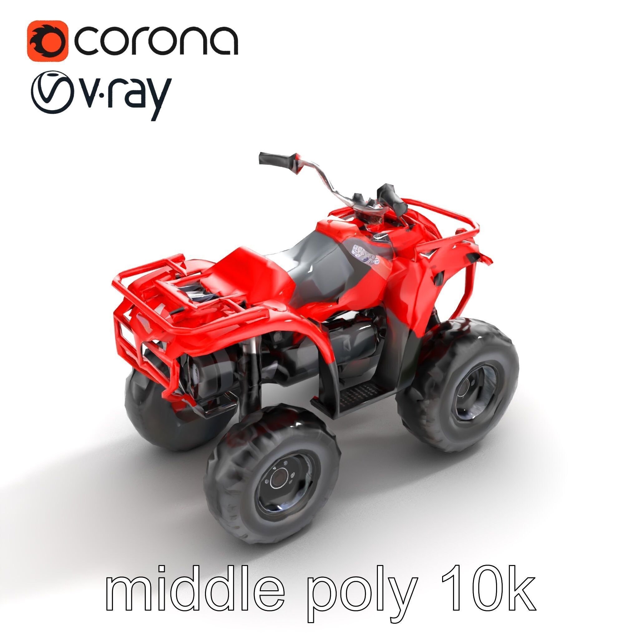 Rugged Red Quad Bike Model Pack Low-poly 3D model_8