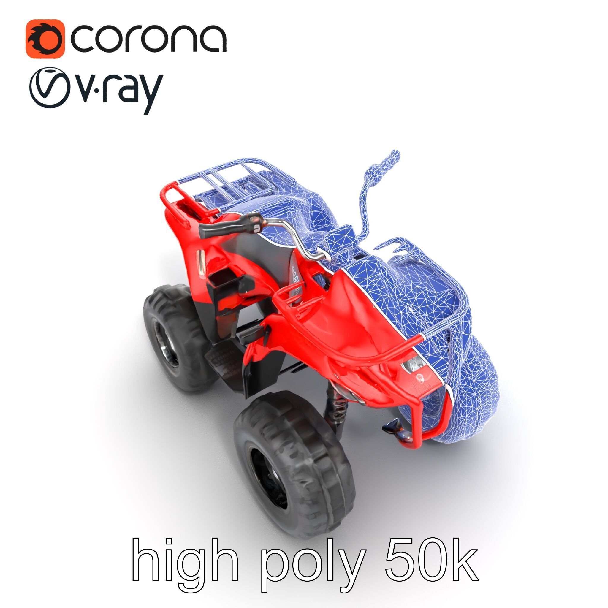 Rugged Red Quad Bike Model Pack Low-poly 3D model_26
