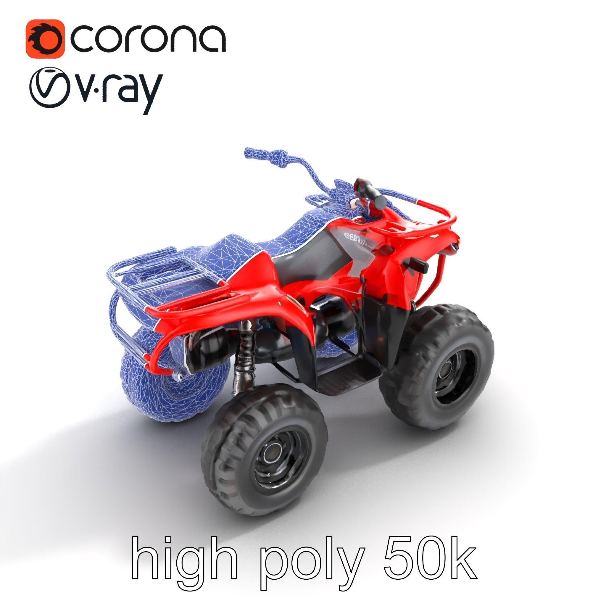 Rugged Red Quad Bike Model Pack Low-poly 3D model_32