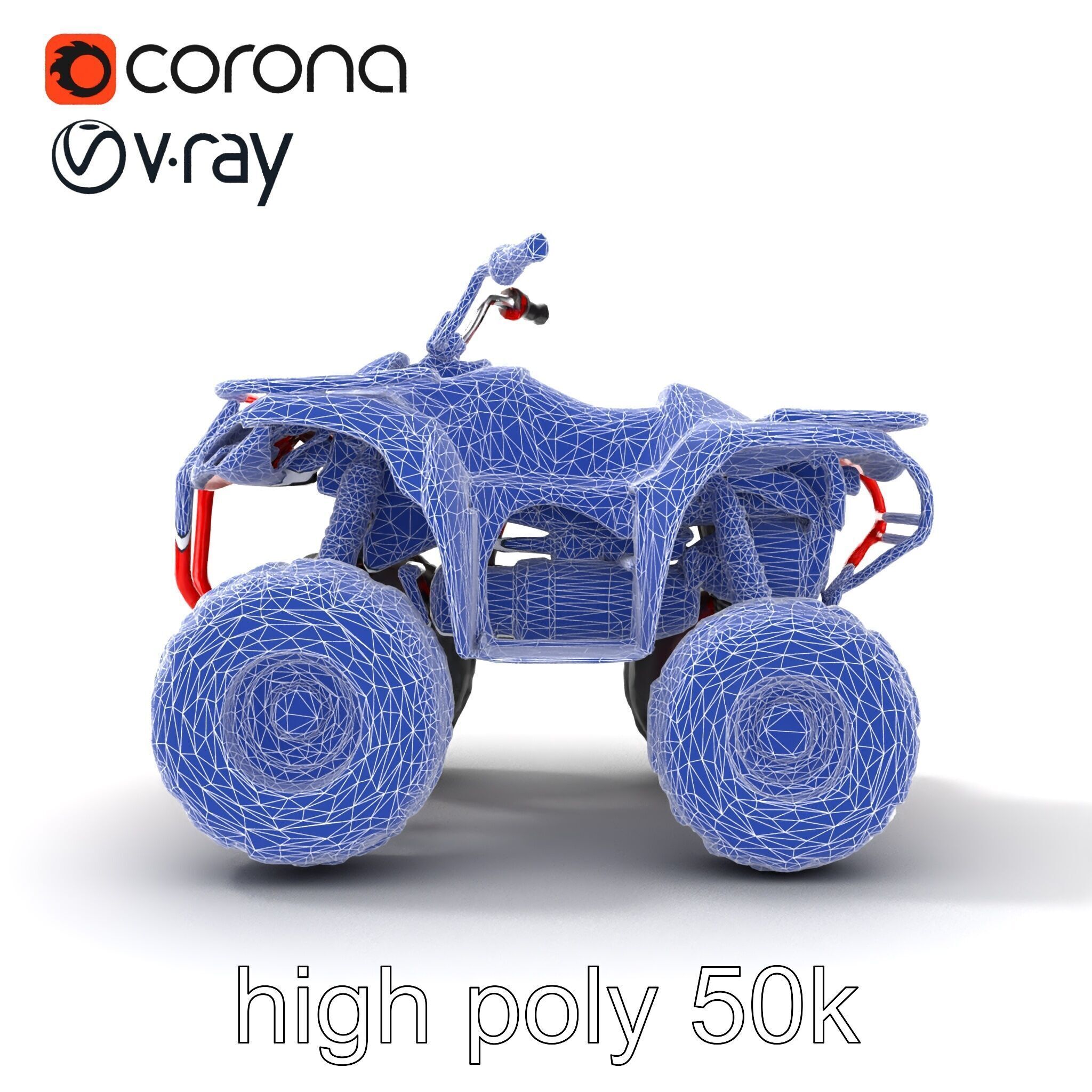 Rugged Red Quad Bike Model Pack Low-poly 3D model_31