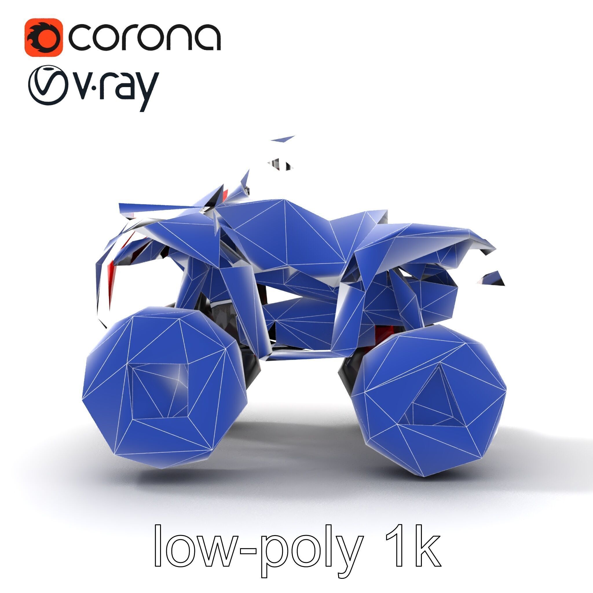 Rugged Red Quad Bike Model Pack Low-poly 3D model_21