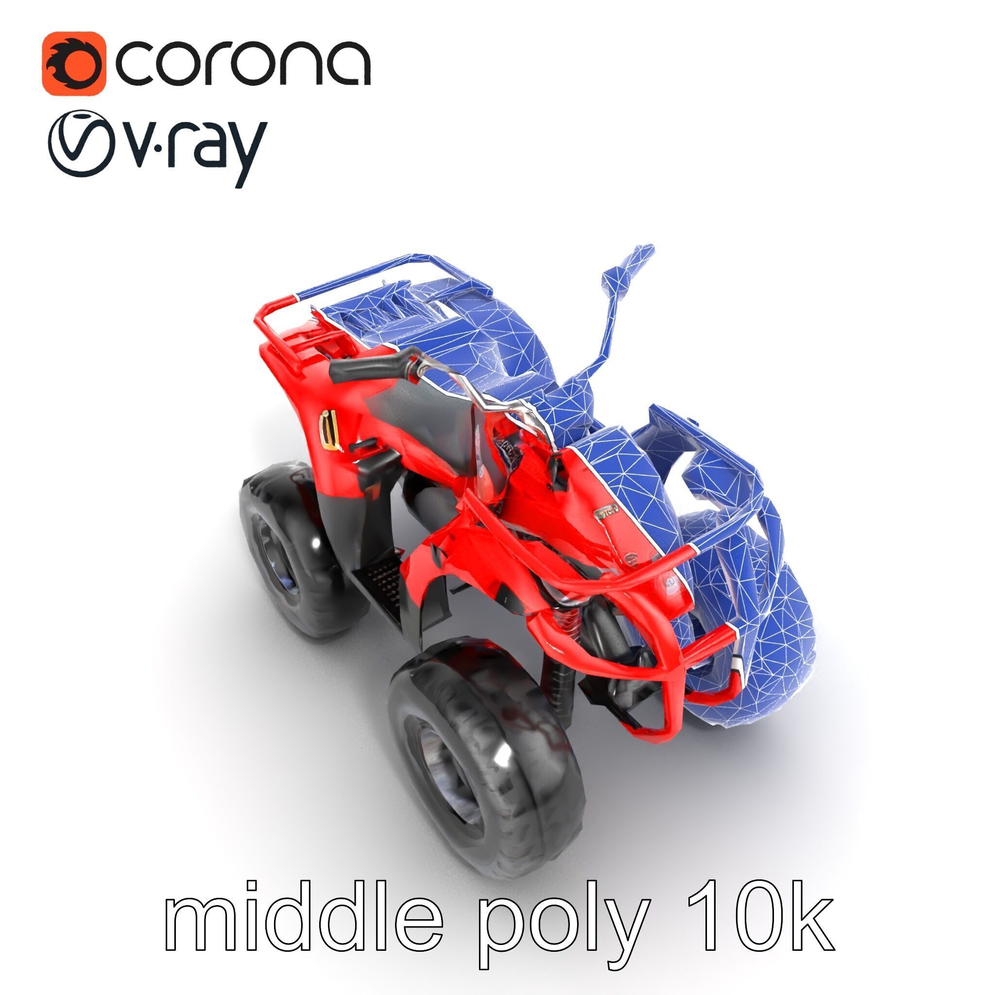 Rugged Red Quad Bike Model Pack Low-poly 3D model_30