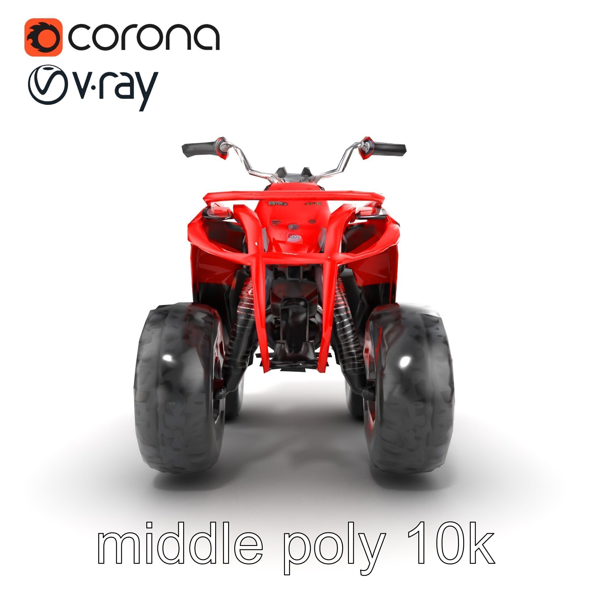 Rugged Red Quad Bike Model Pack Low-poly 3D model_13