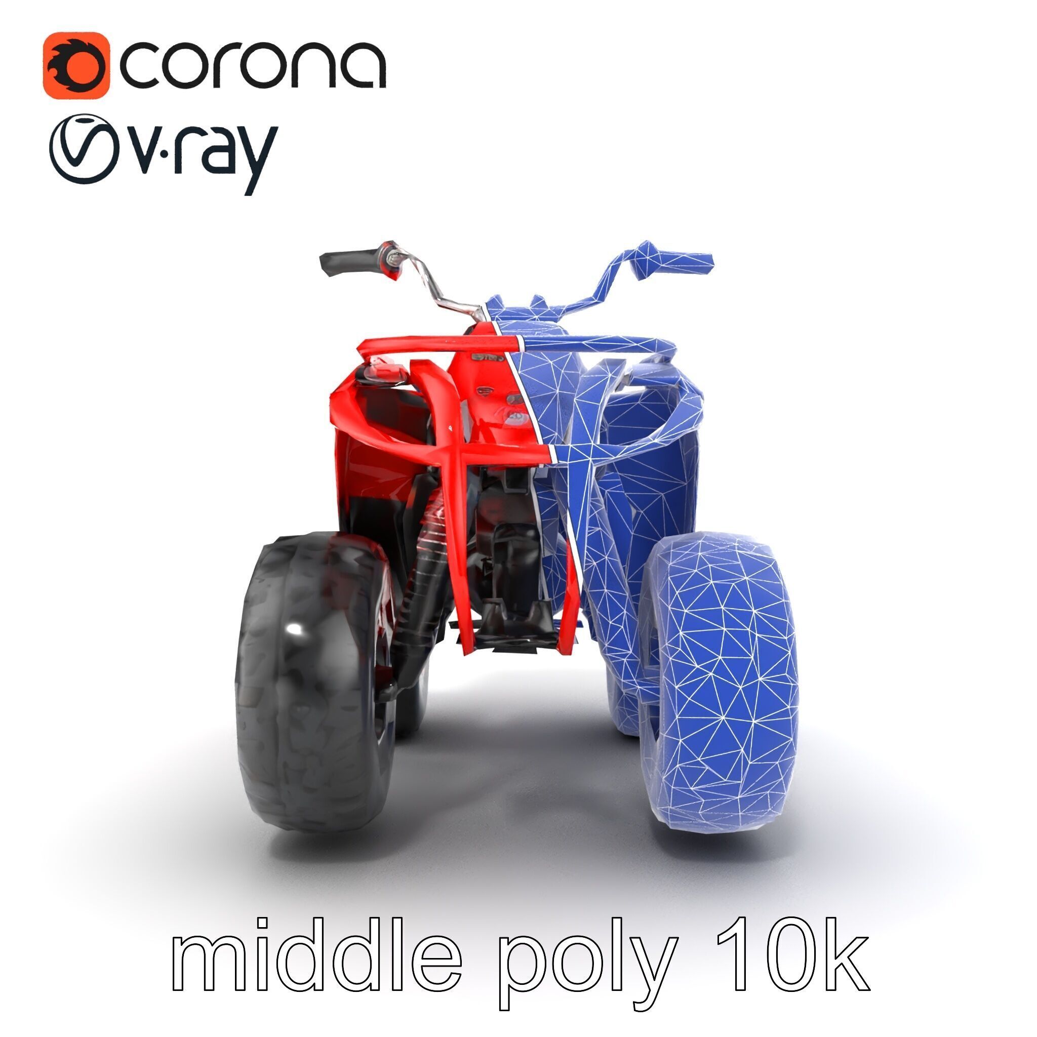 Rugged Red Quad Bike Model Pack Low-poly 3D model_27