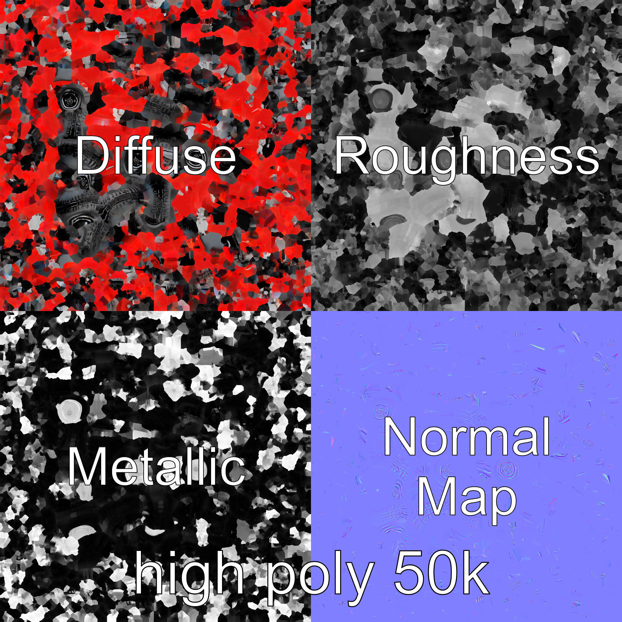 Rugged Red Quad Bike Model Pack Low-poly 3D model_3