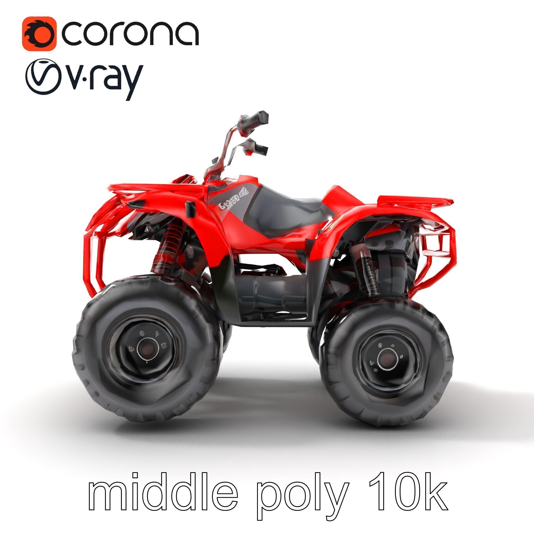 Rugged Red Quad Bike Model Pack Low-poly 3D model_11