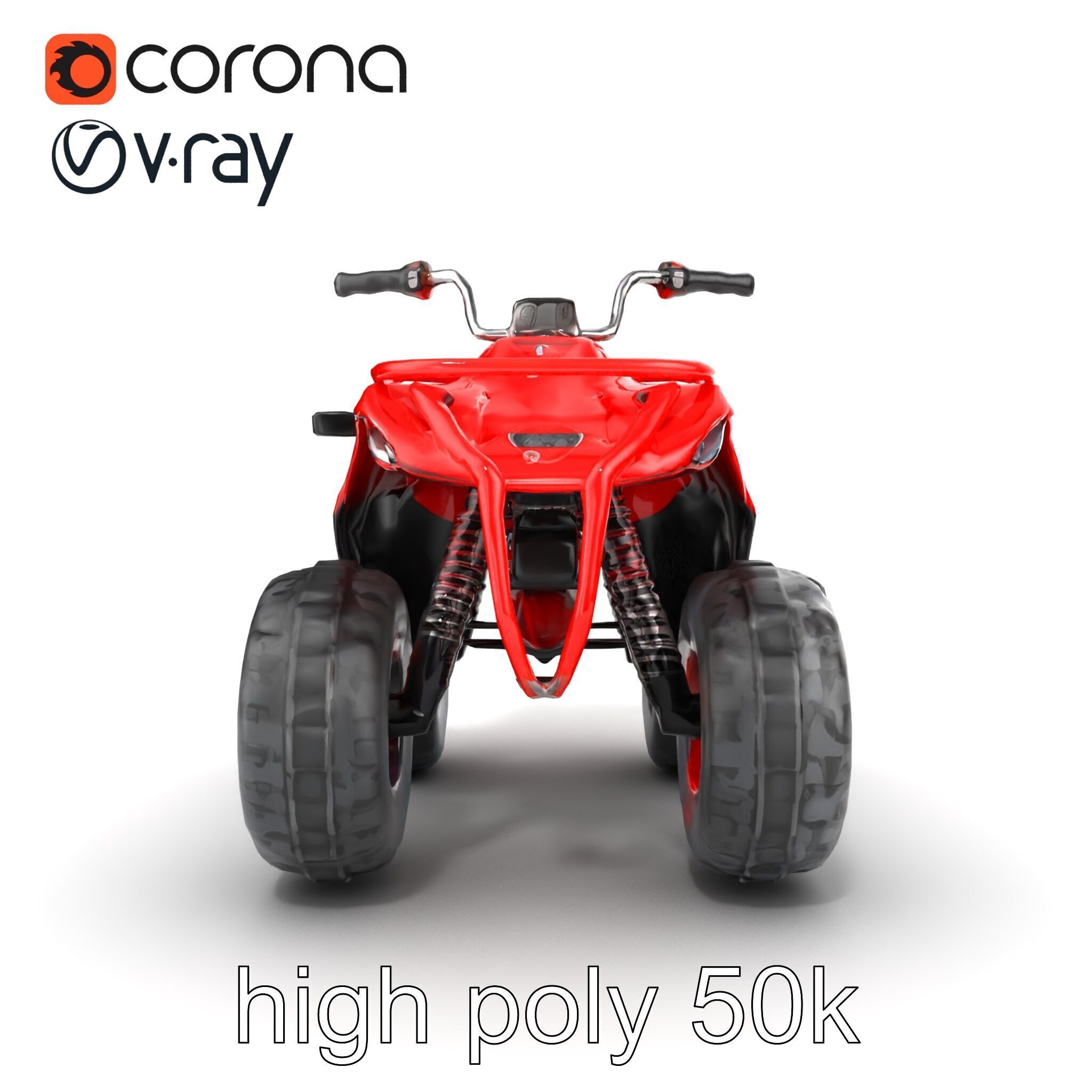Rugged Red Quad Bike Model Pack Low-poly 3D model_29