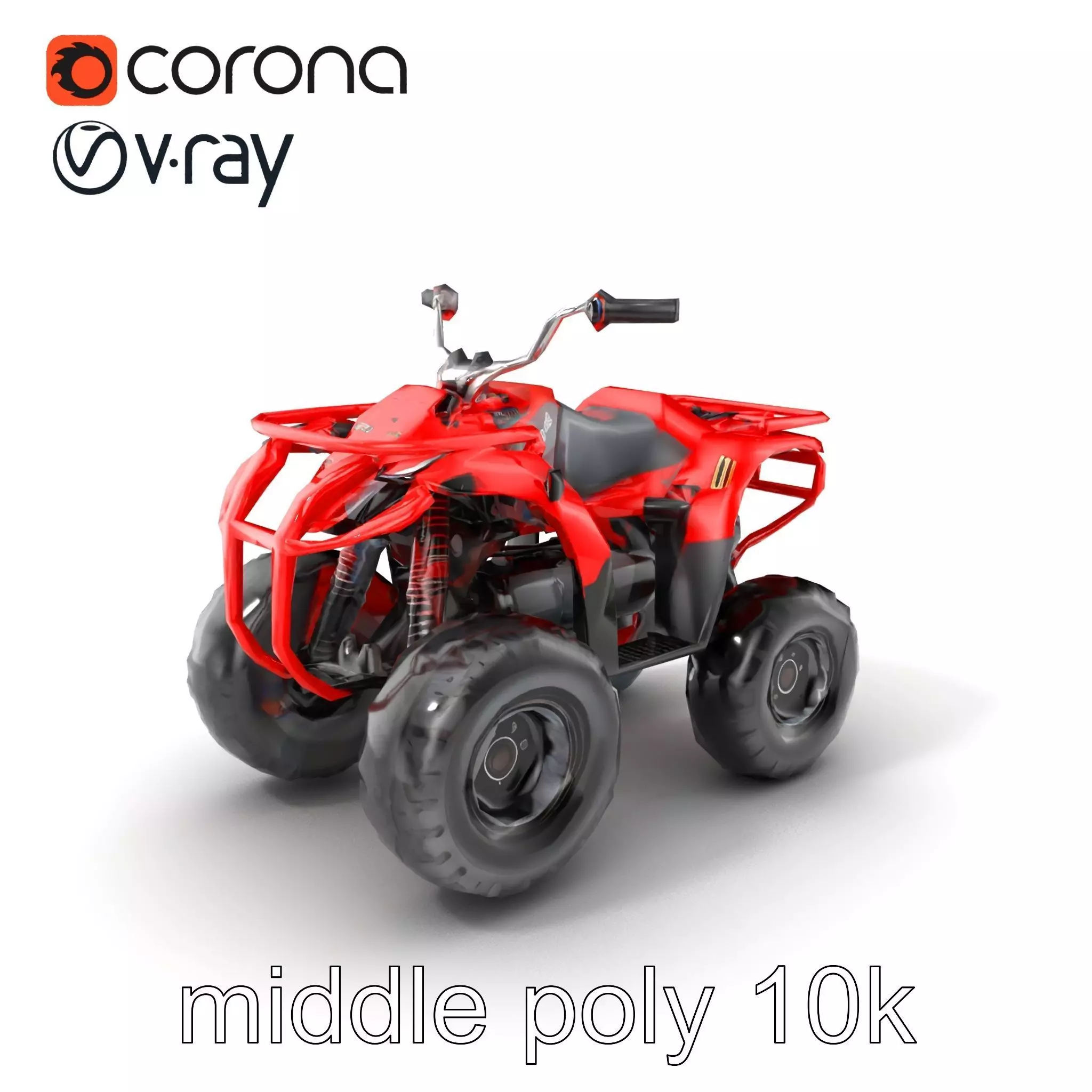 Rugged Red Quad Bike Model Pack Low-poly 3D model_0
