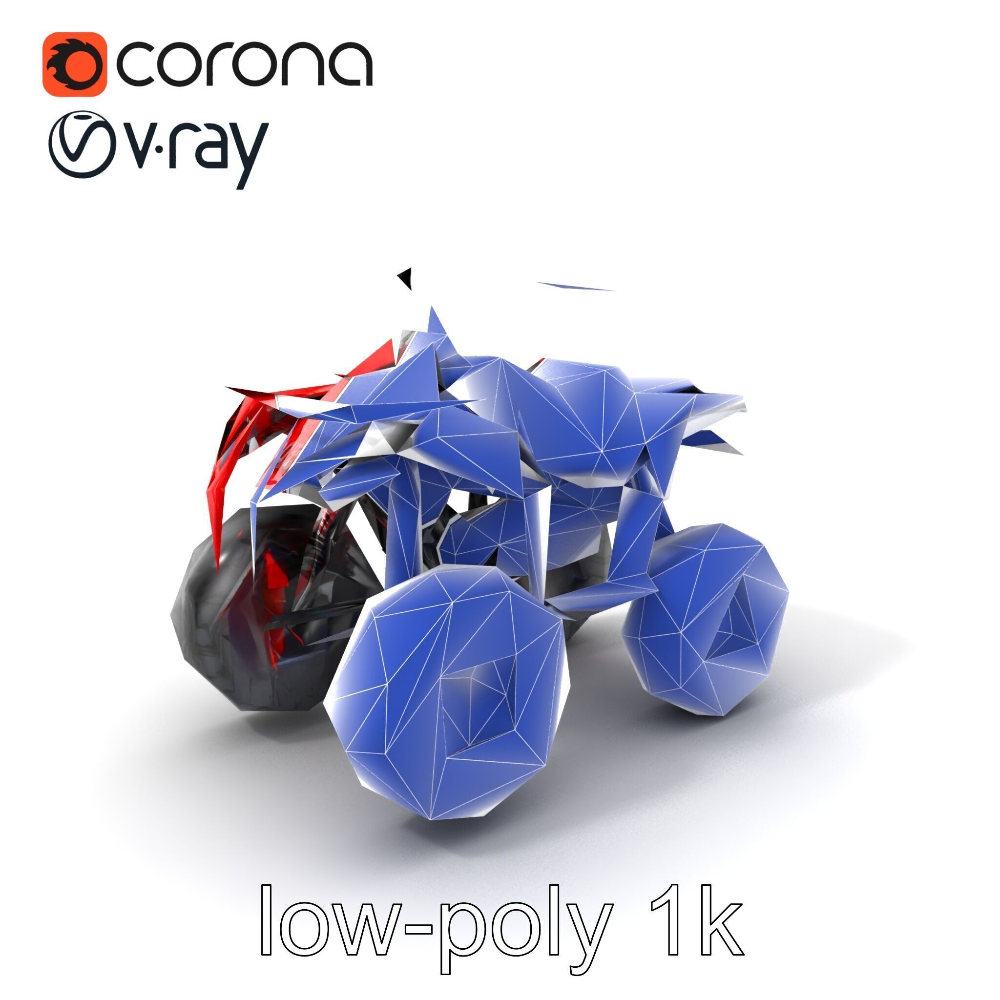 Rugged Red Quad Bike Model Pack Low-poly 3D model_7