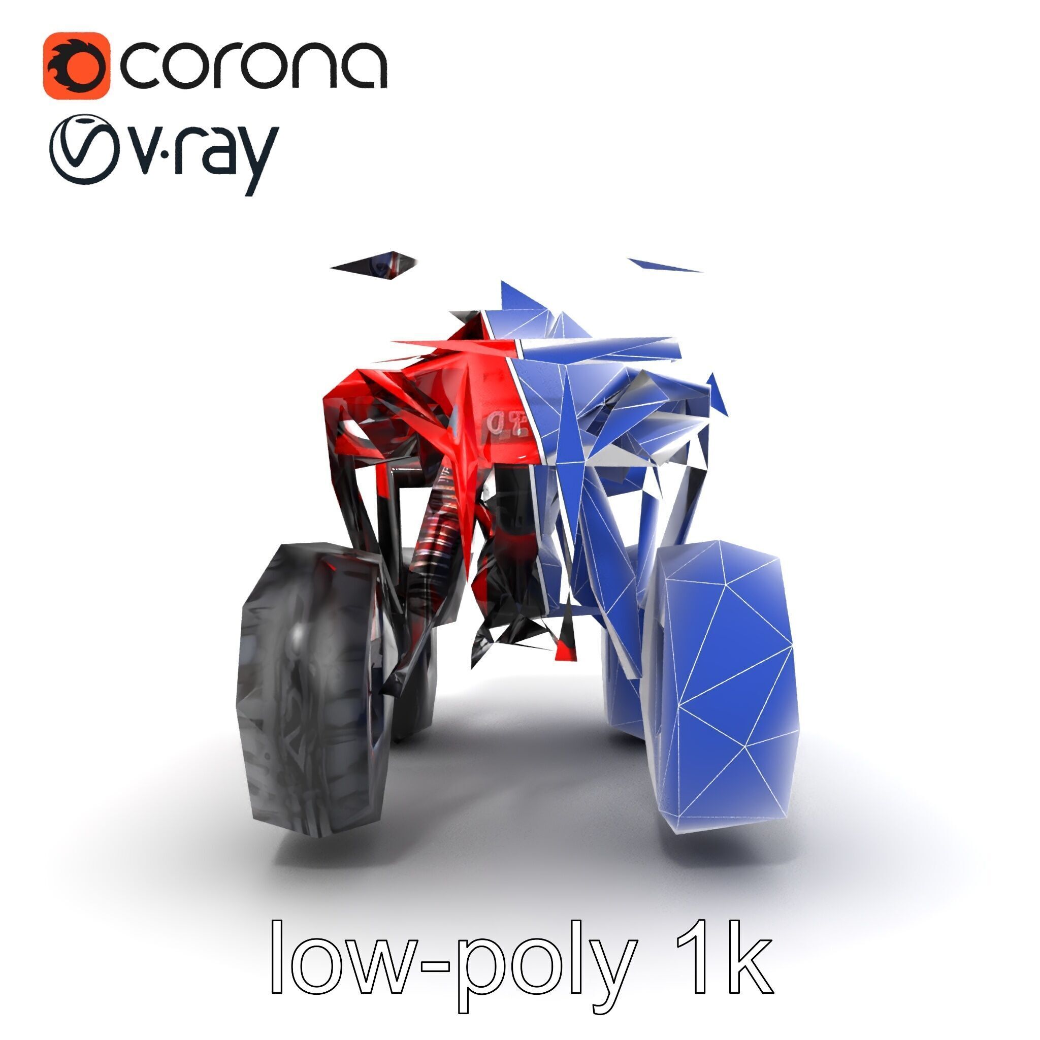 Rugged Red Quad Bike Model Pack Low-poly 3D model_19