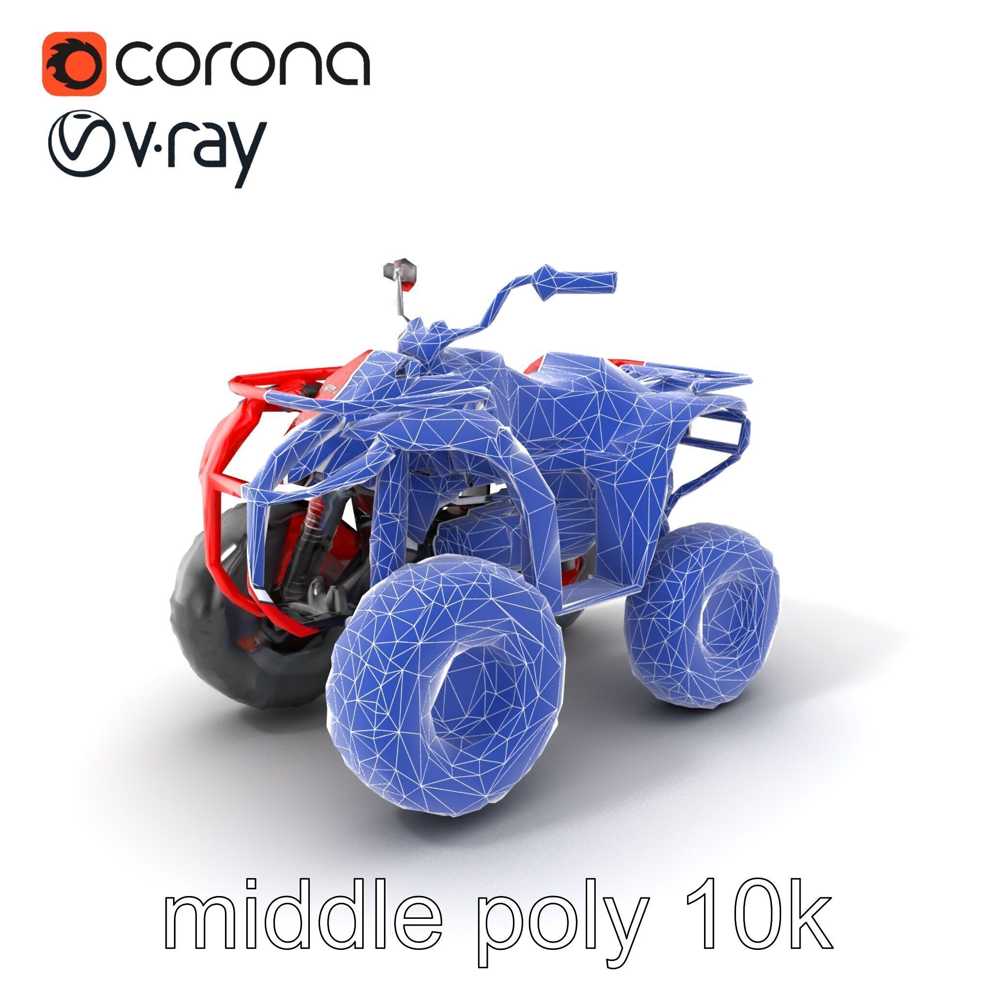 Rugged Red Quad Bike Model Pack Low-poly 3D model_6