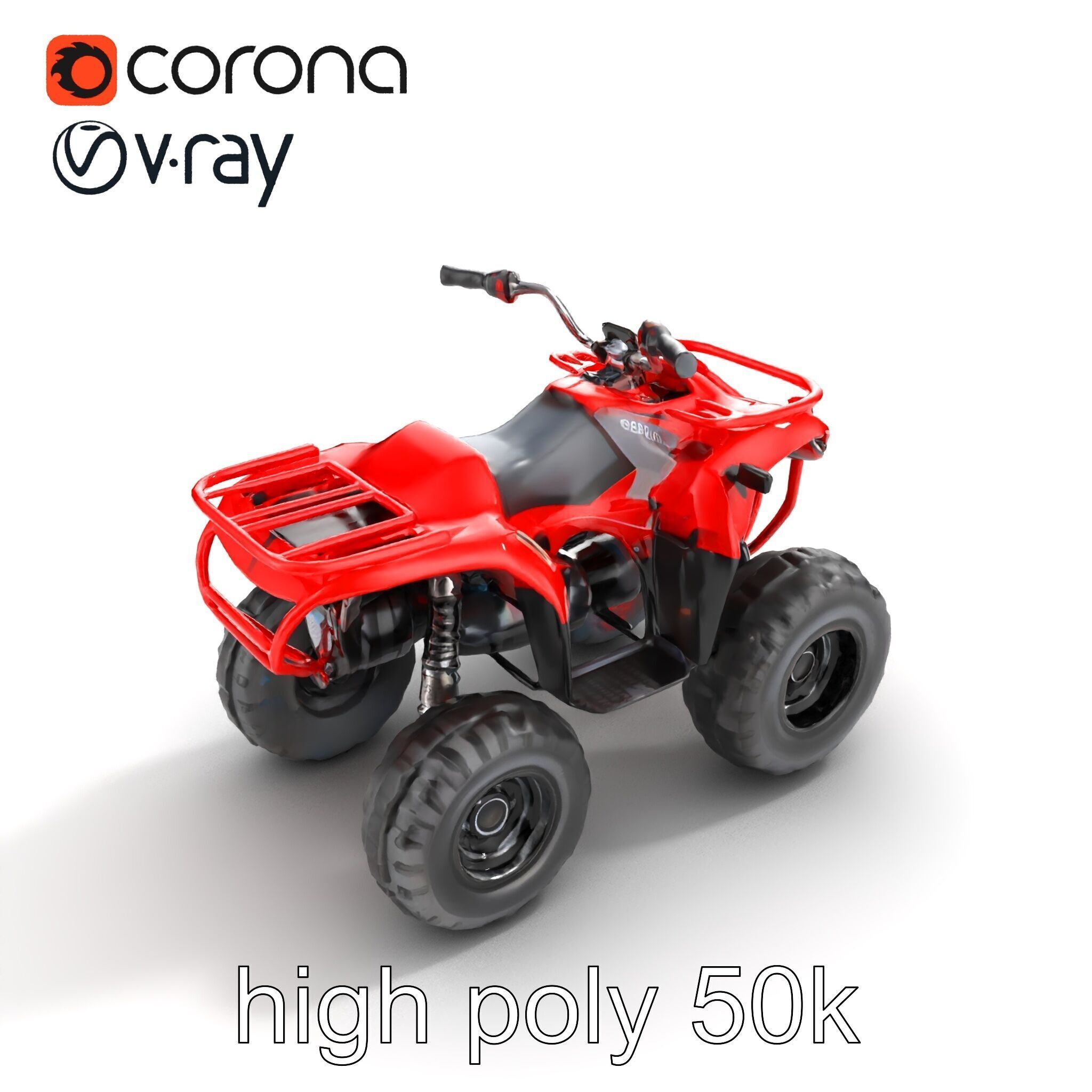 Rugged Red Quad Bike Model Pack Low-poly 3D model_14