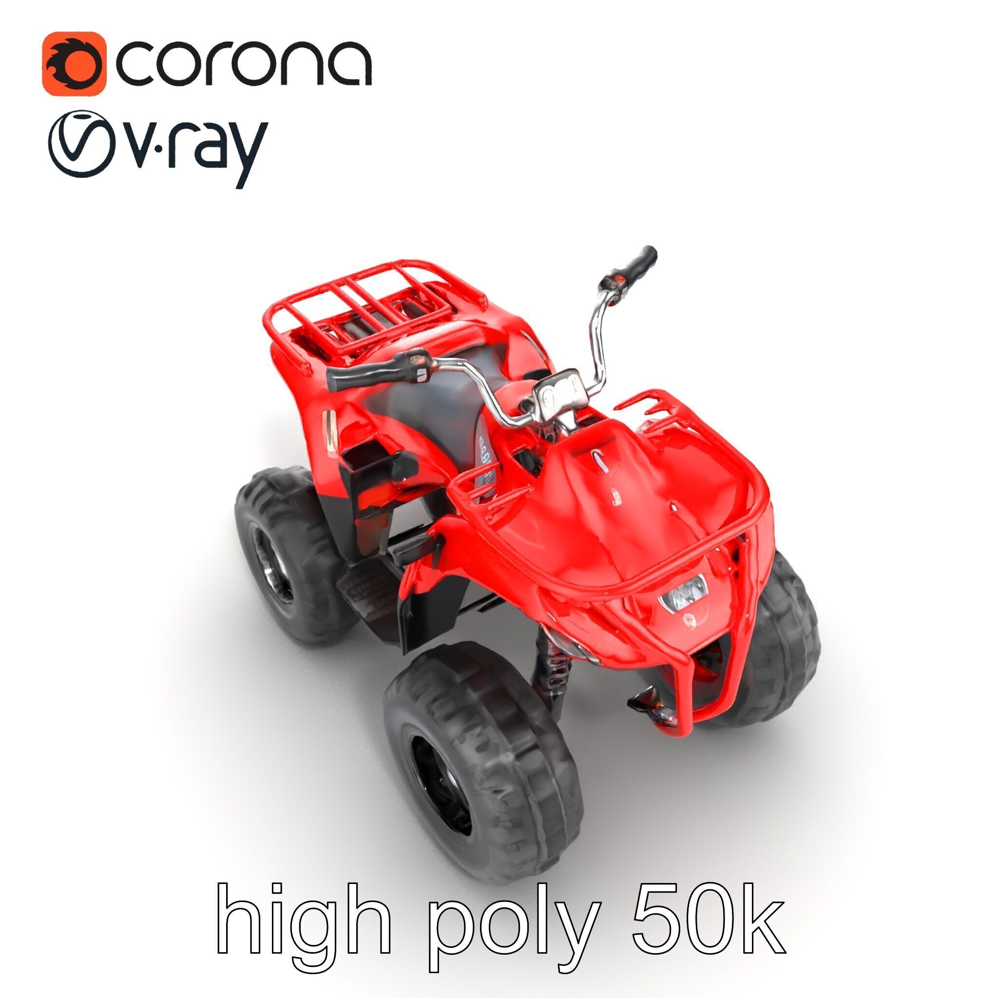 Rugged Red Quad Bike Model Pack Low-poly 3D model_25