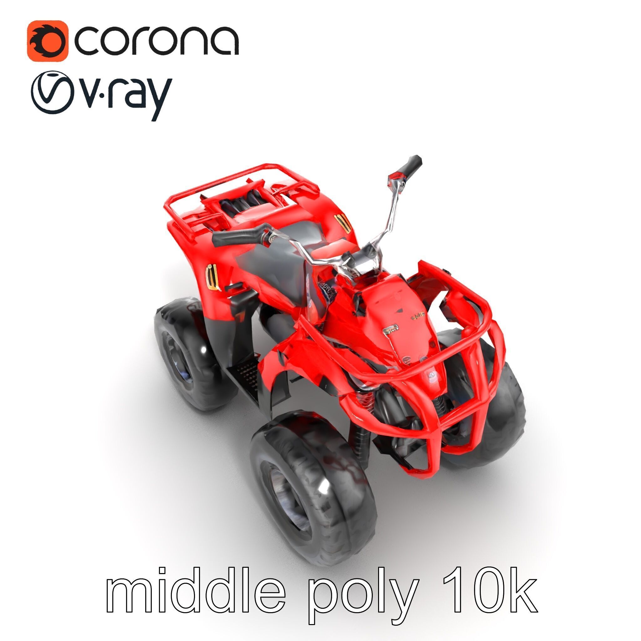 Rugged Red Quad Bike Model Pack Low-poly 3D model_22
