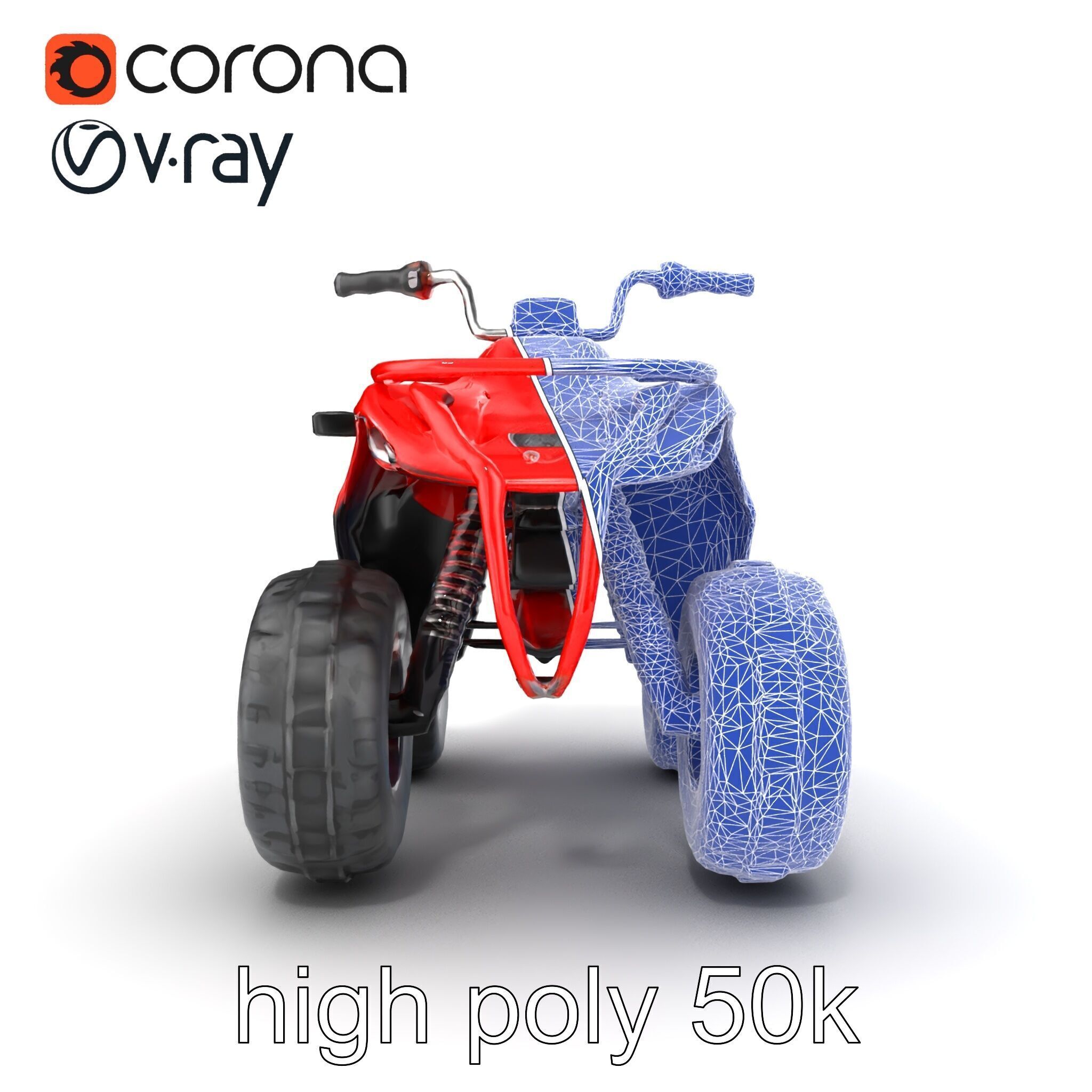 Rugged Red Quad Bike Model Pack Low-poly 3D model_28