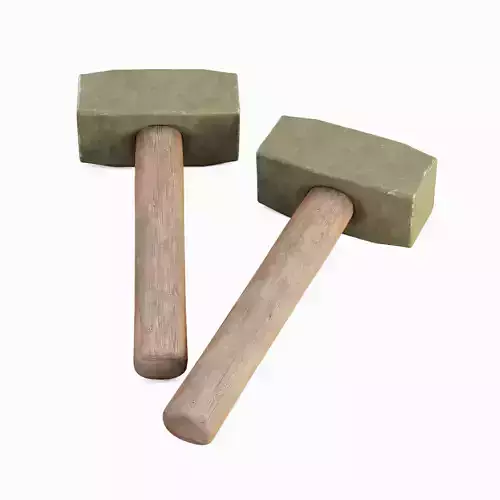 Industrial Wooden Hammer 05 Low-poly 3D model