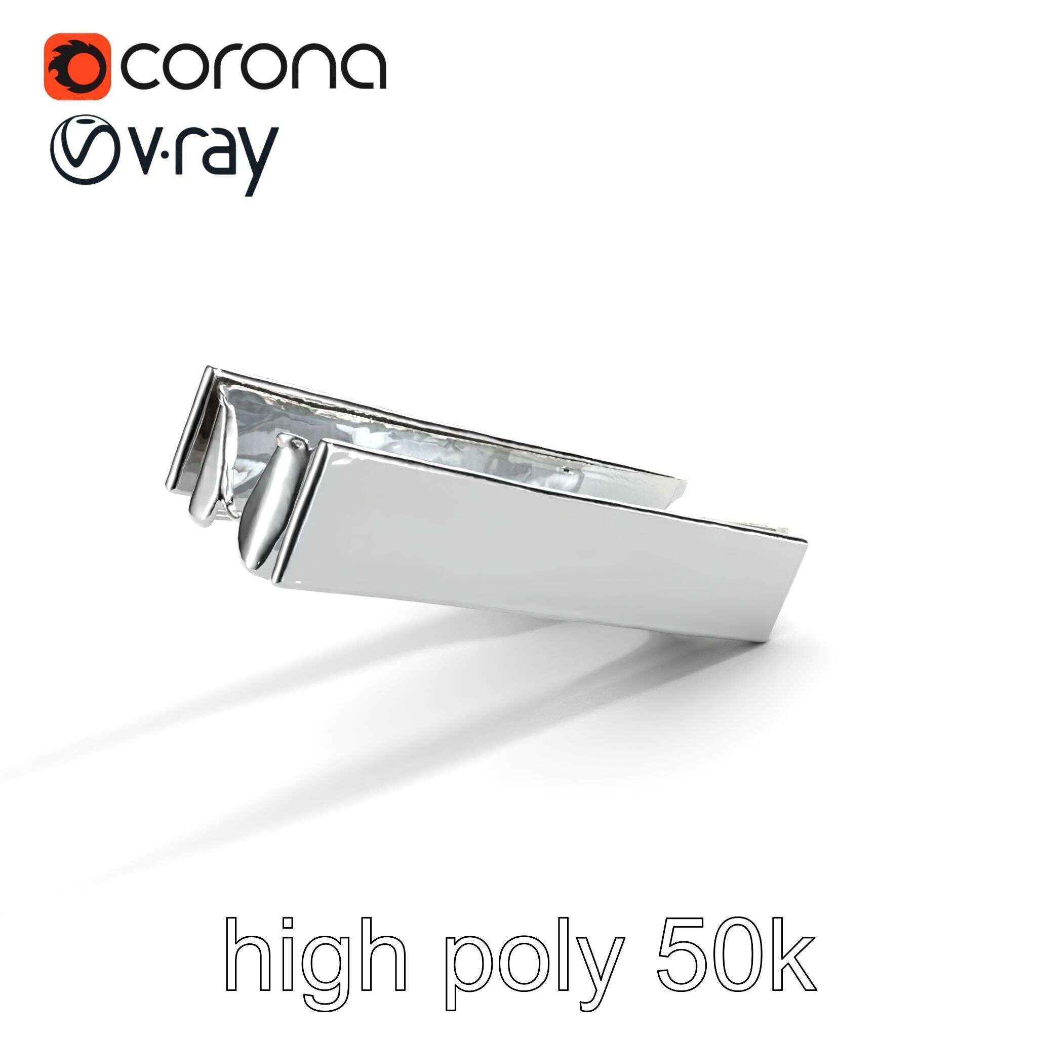 Elegant Silver Tie Bar Design model pack Low-poly 3D model_26