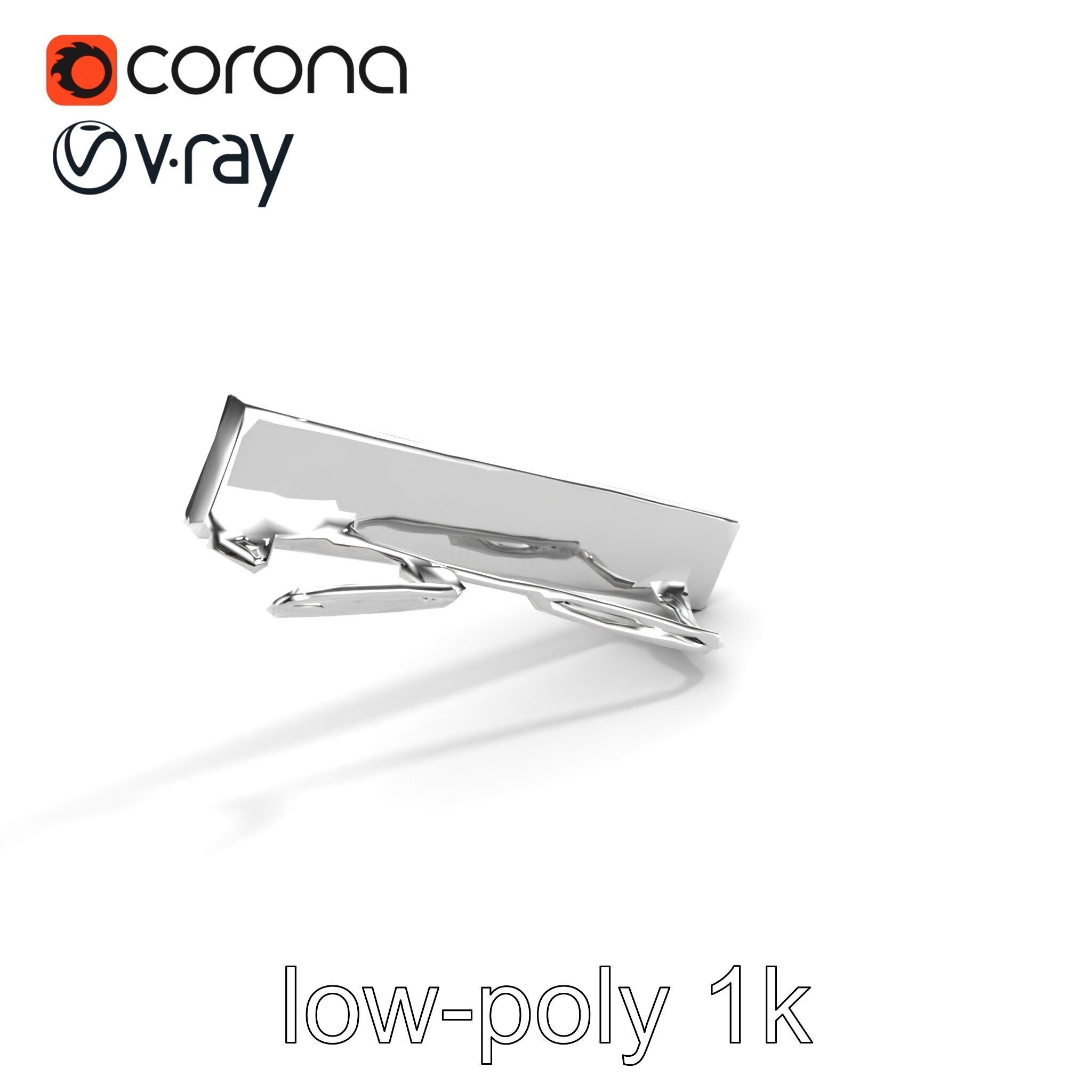 Elegant Silver Tie Bar Design model pack Low-poly 3D model_9