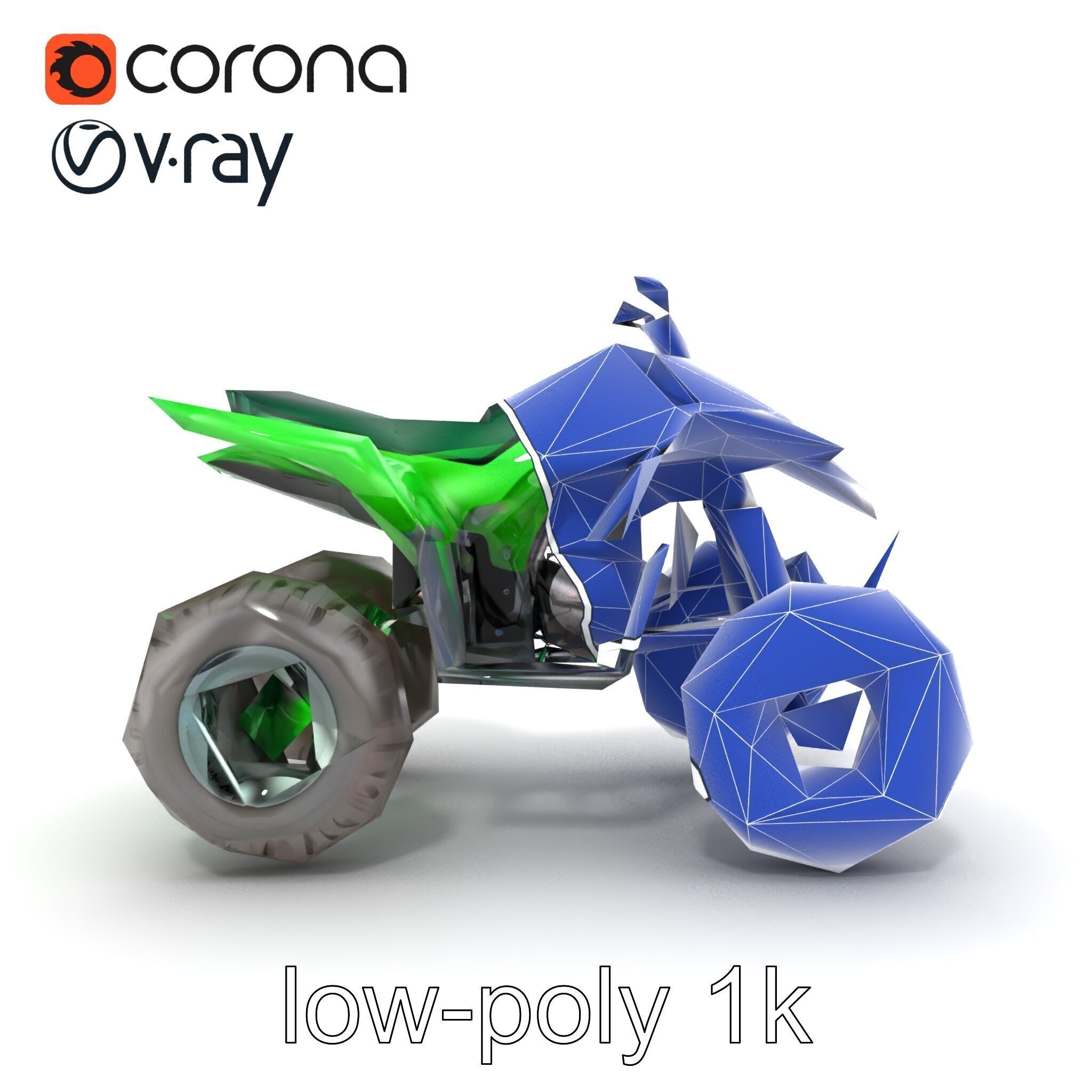 Emerald Quad Bike Model Pack for Game Development Low-poly 3D model_29