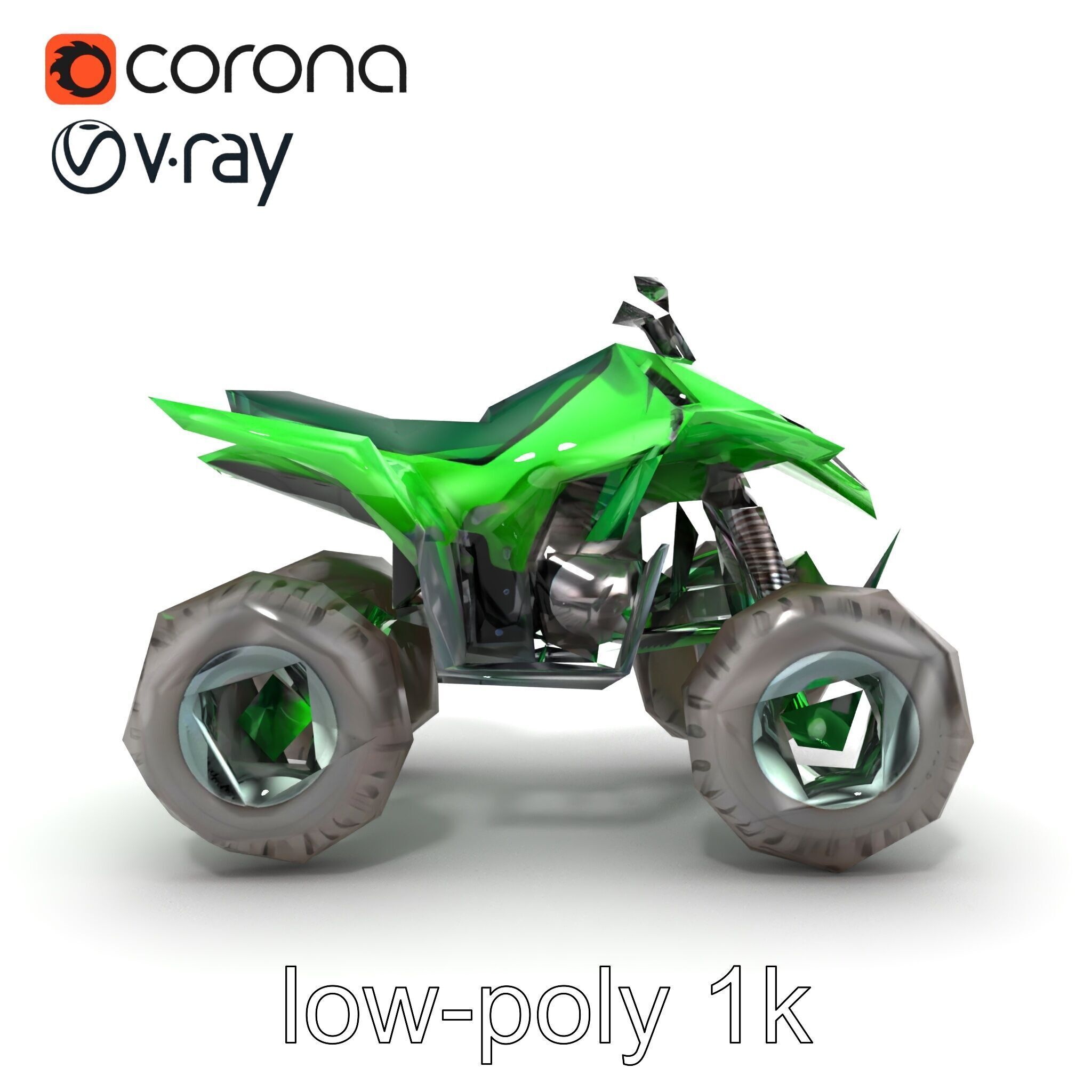 Emerald Quad Bike Model Pack for Game Development Low-poly 3D model_24