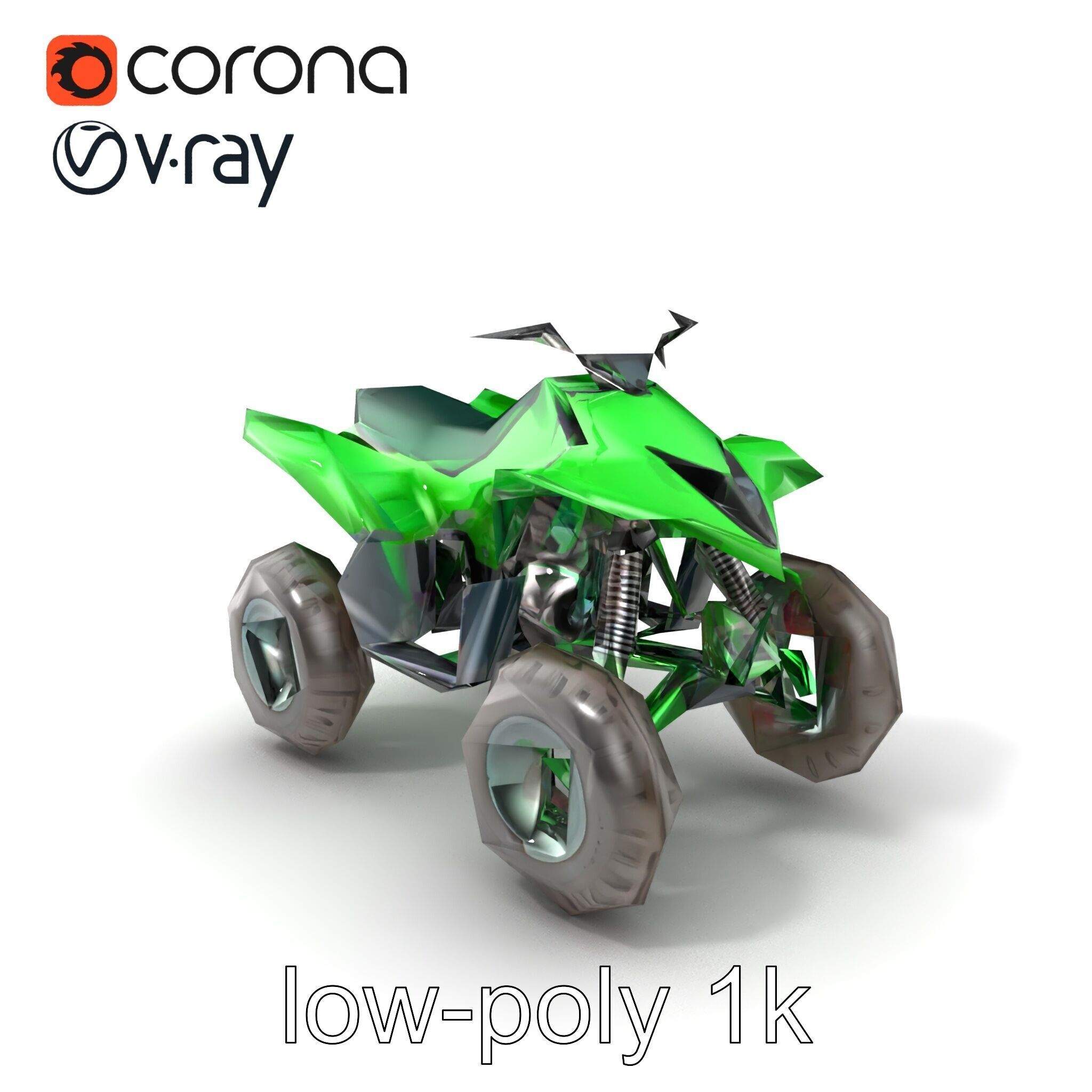 Emerald Quad Bike Model Pack for Game Development Low-poly 3D model_5