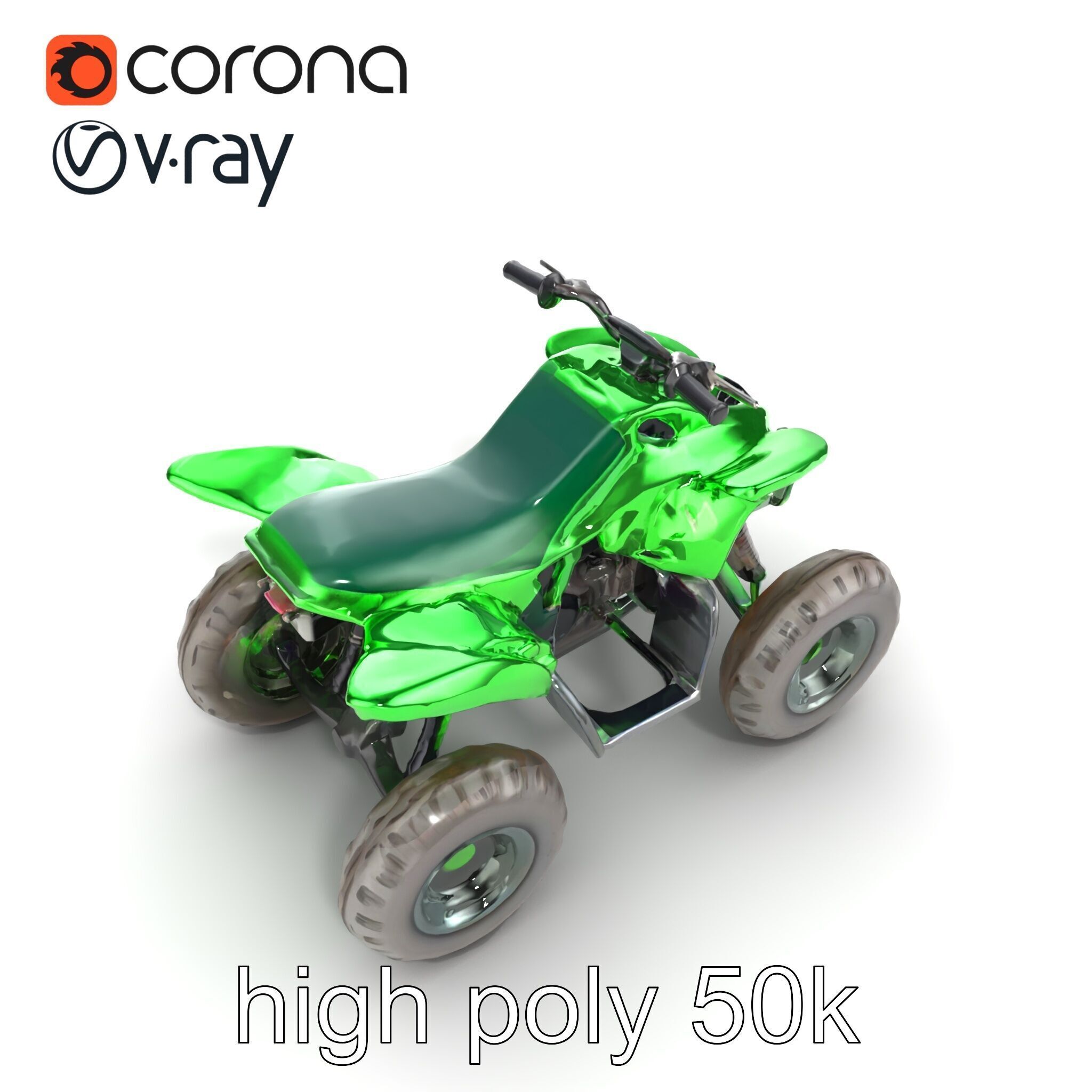 Emerald Quad Bike Model Pack for Game Development Low-poly 3D model_23