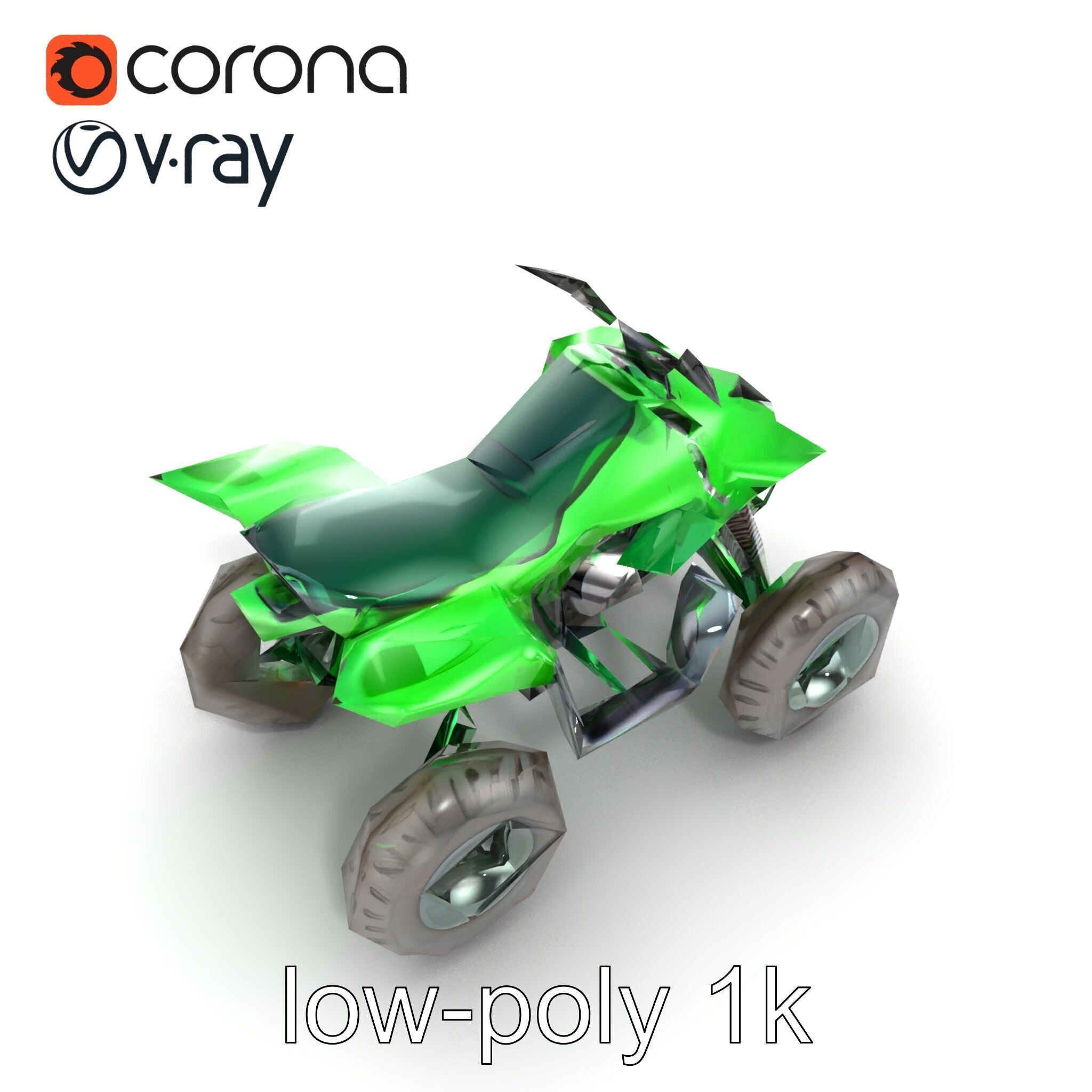 Emerald Quad Bike Model Pack for Game Development Low-poly 3D model_15